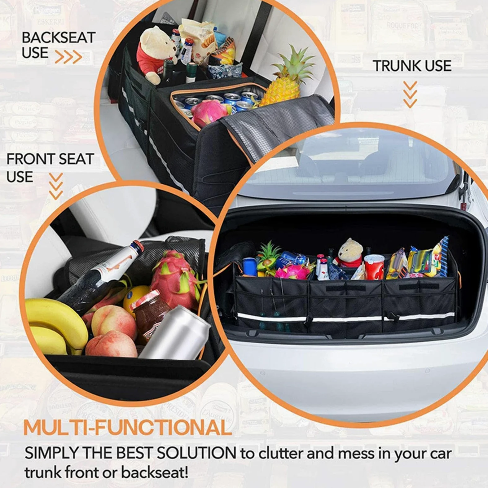 Organizador De Maletero Para Coche SUV Divisores Ajustables Impermeables | de Almacenamiento para Maletero Para Sedán, SUV, Camper, Camión, Camping y Viaje por