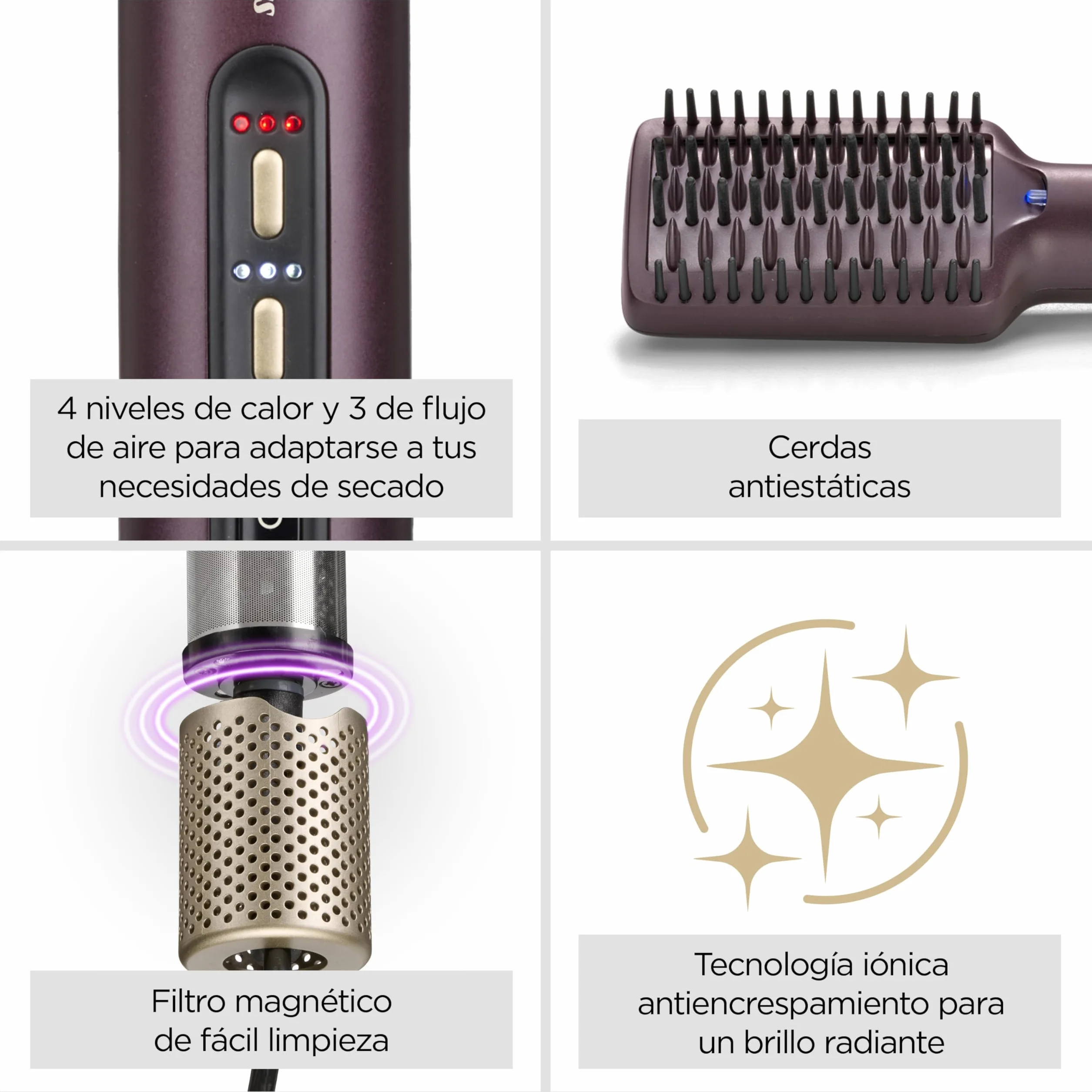 BaByliss Air Power Smooth AS6400E Cepillo Secador con Tecnología Iónica Antifrizz Alisado y Secado