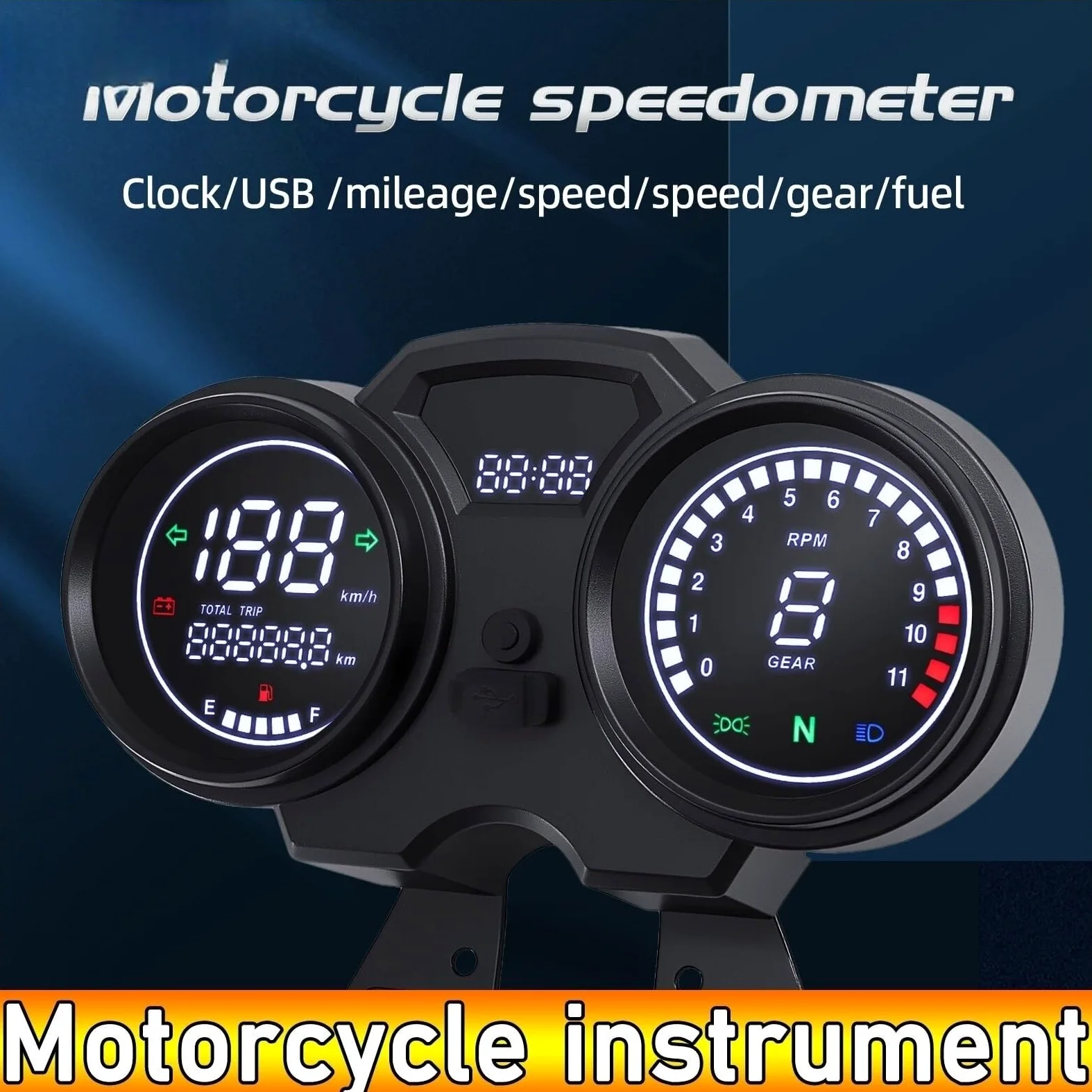 odómetro Tablero Digital Universal para motocicleta, odómetro LCD, velocímetro, instrumento, tablero, contador de horas, tacómetro con engranaje