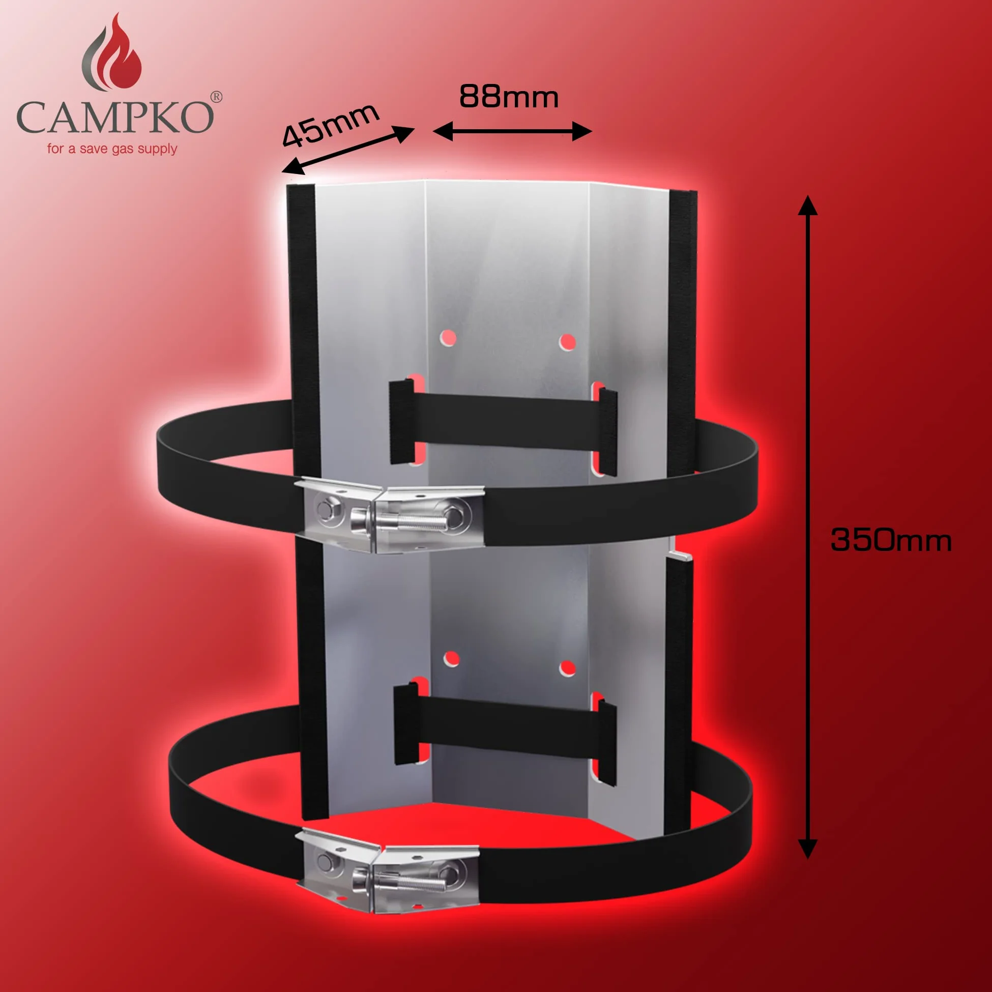 Soporte bombona de Gas Ø 300 mm - 2 Bandas tensoras con Tensor - Caravana | Soporte para bombona de gas - fijación botella de gas - camping - autocaravana - barco - correas de sujeción con tensor