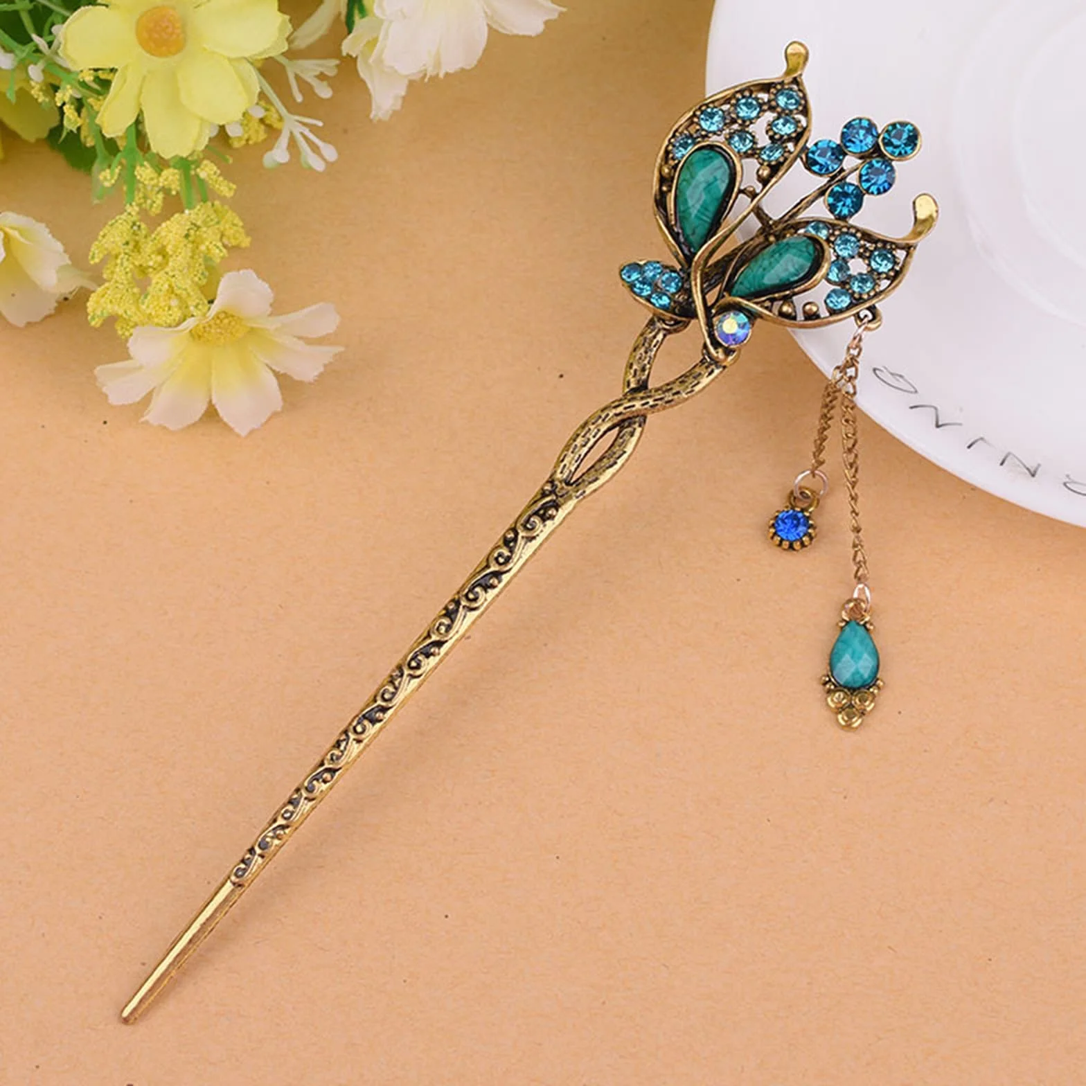 Palillos de Metal para el Pelo Elegante Vintage, Horquillas Chino Retro para Mujeres Niñas