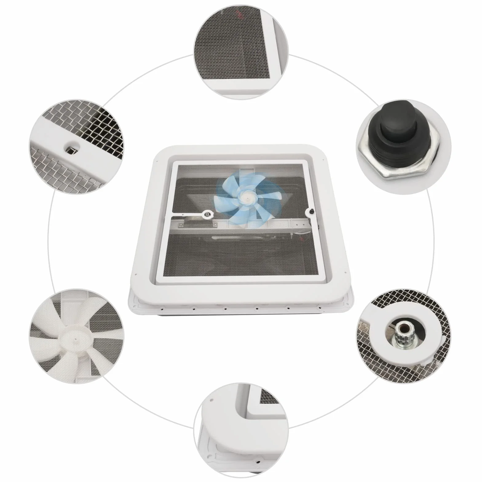 Ventana de techo transparente, claraboya, claraboya, claraboya, claraboya, claraboya, tragaluz, color blanco + sellador + tornillos, adecuado para caravanas universales con apertura estándar