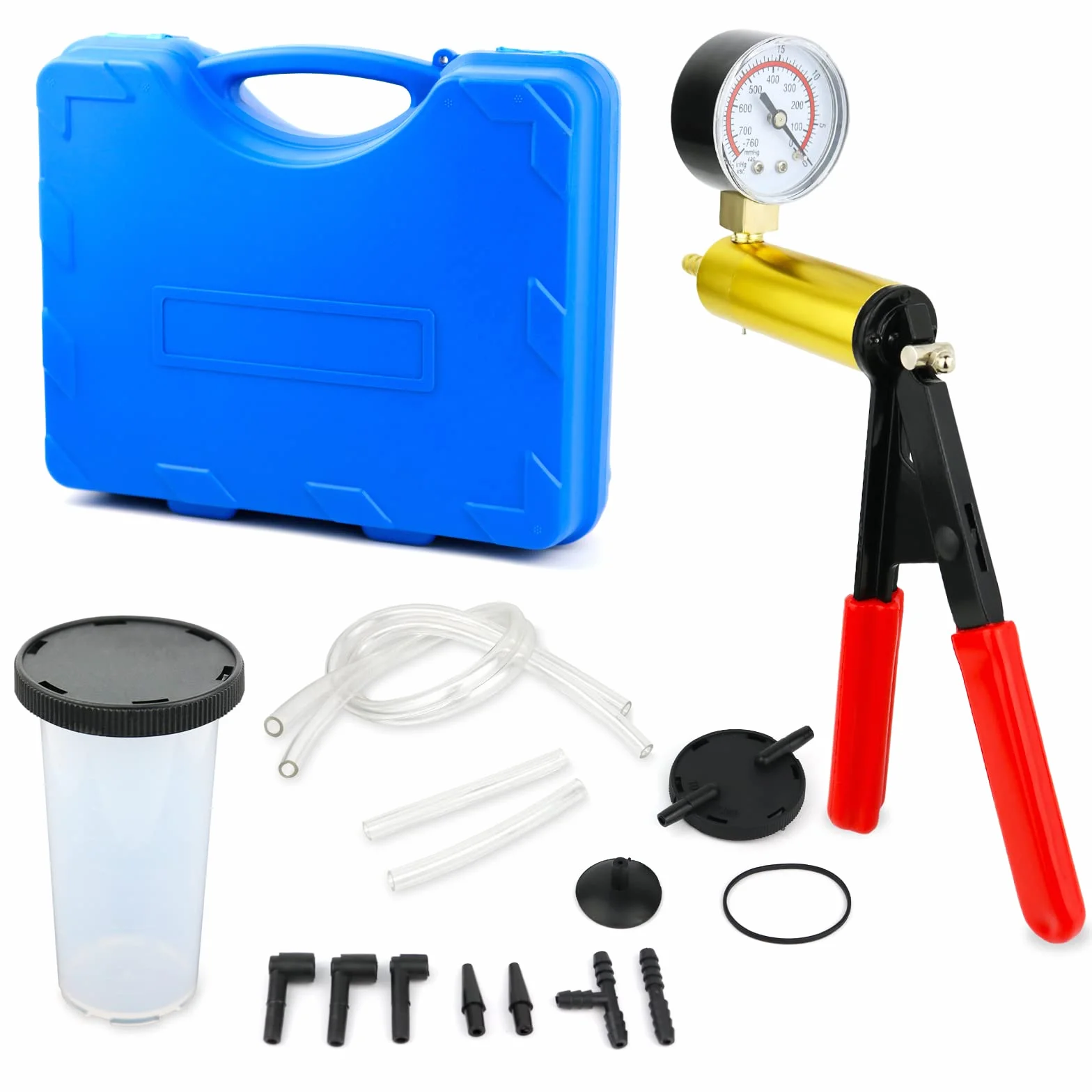 Equipo de Purga de Frenos de Freno de probador de Bomba de vacío con medidor de vacío, Adaptador para vehículo automotriz, camión y Moto