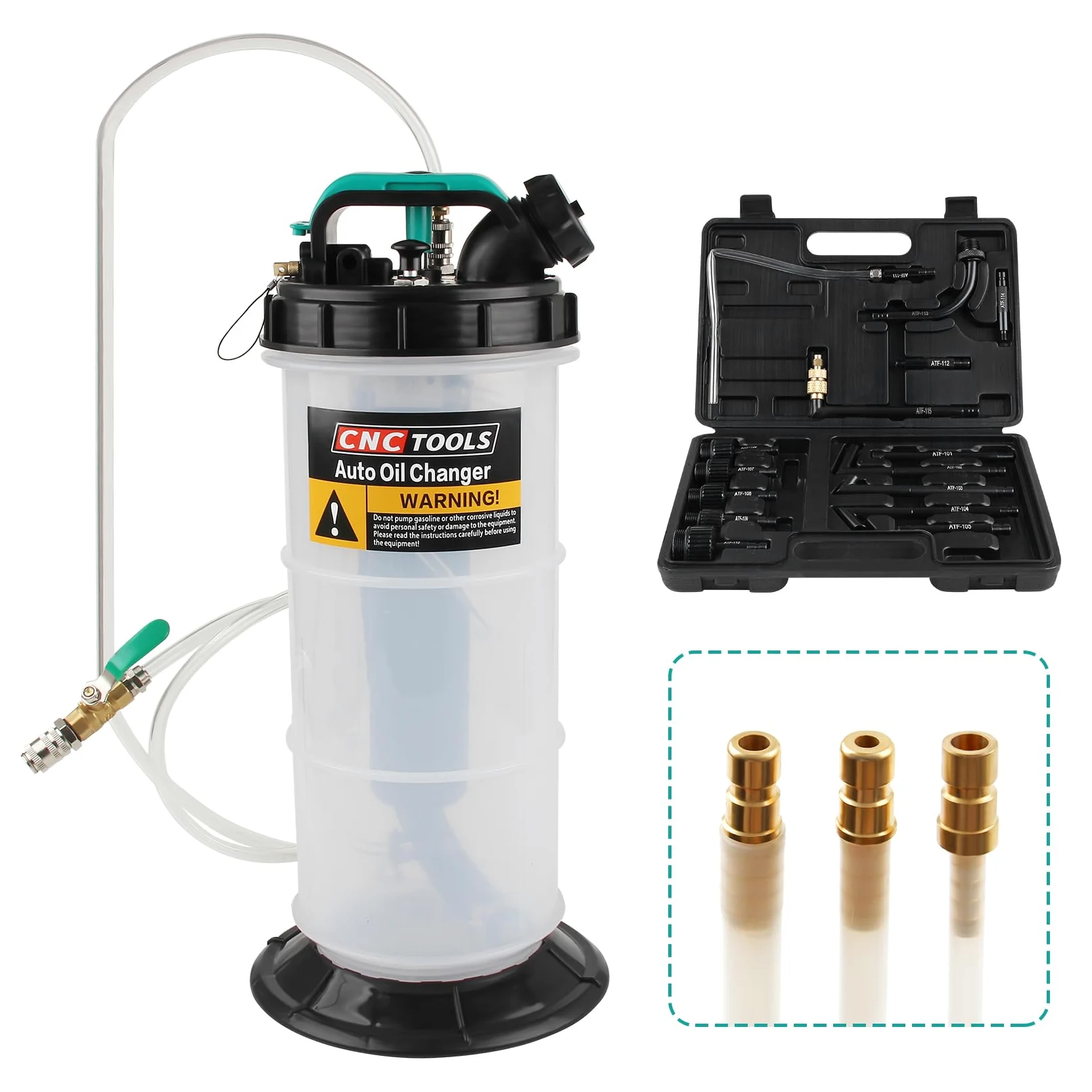 5,3 L Bomba de succión Aceite Motor Aspirador oleo, Bomba Aceite extraccion Coche, Manual neumática con Juego de 15 Piezas de adaptadores, de fluidos de Aceite para líquidos de Transmisión.
