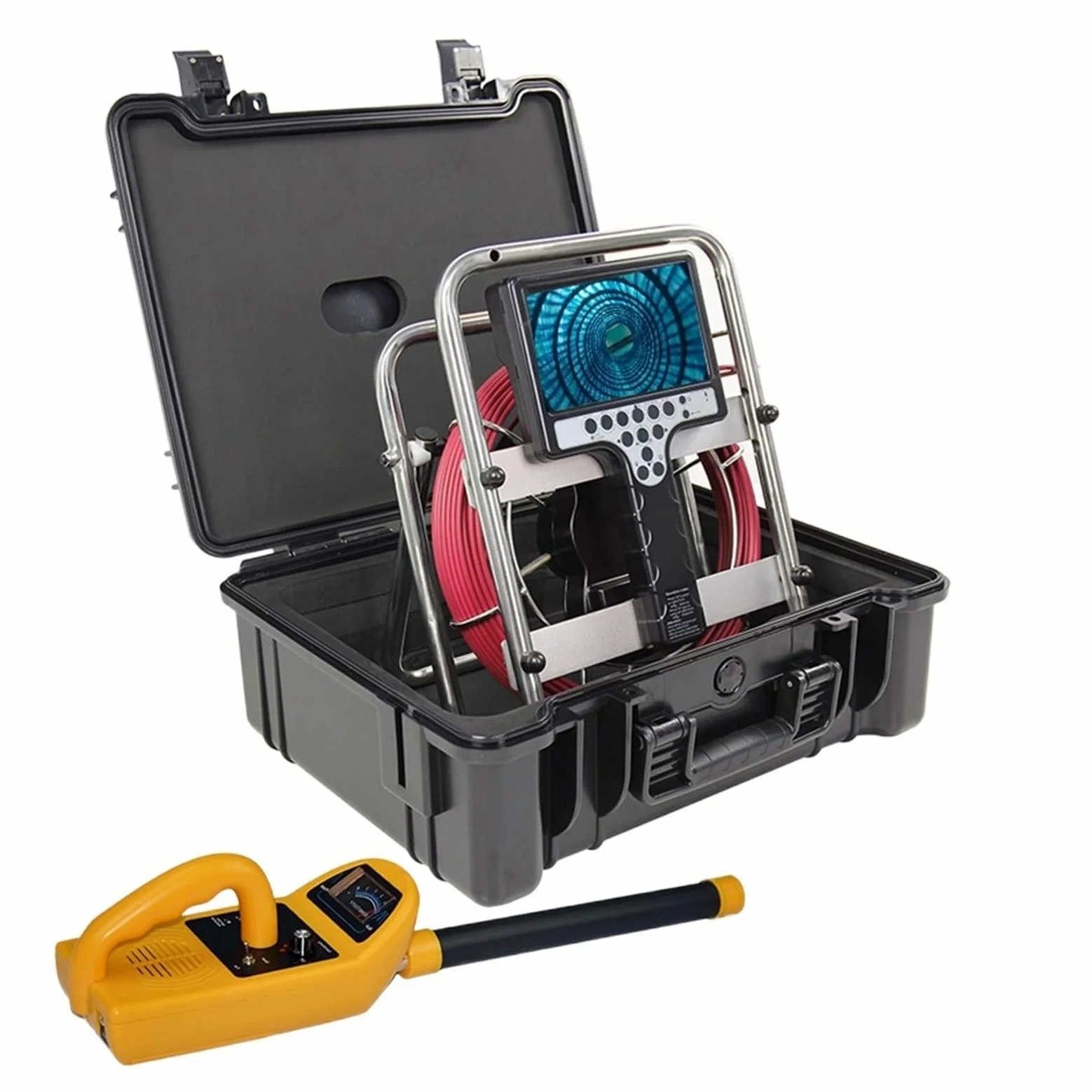 Endoscopio Cable blando de 7mm, 23mm, autoequilibrio automático, contador DVR, endoscopio, cámara inspección tuberías con transmisor y localizador Sonda 512hz(20m,7mm 512Hz Locator 23)