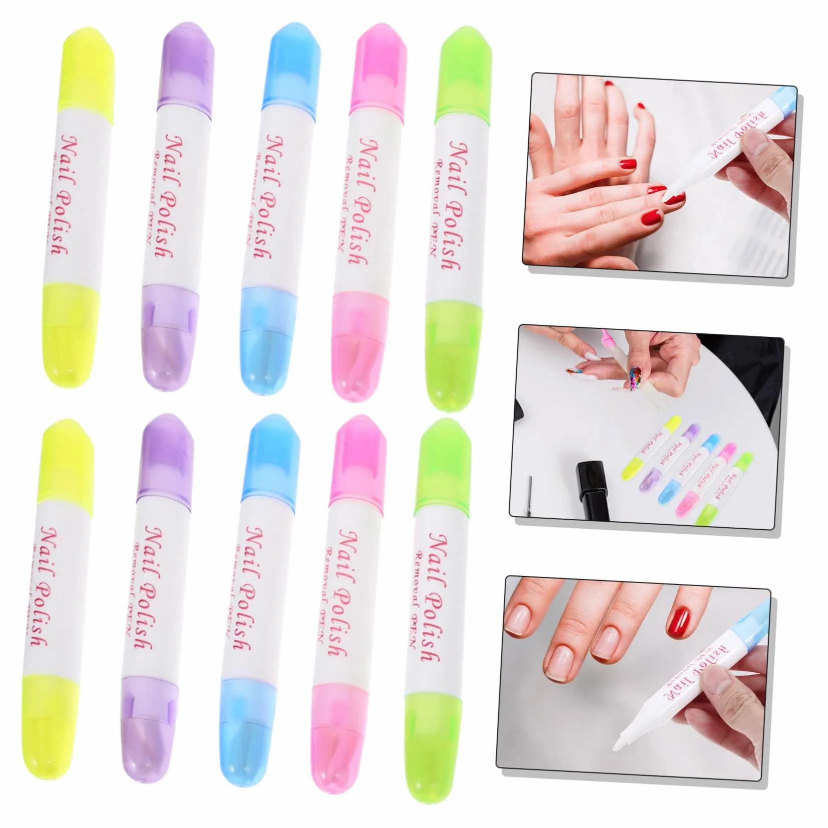 Veemoon Bolígrafos Quitaesmalte, Correctores Portátiles de Plástico, Pack de 10 Unidades