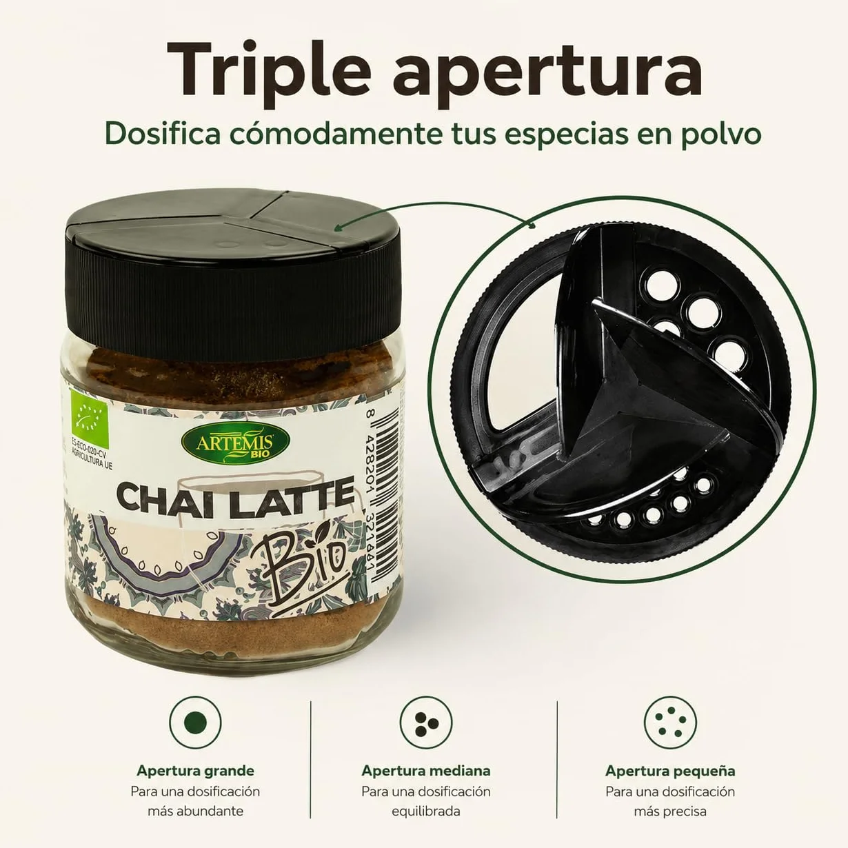 Chai Latte Bio Artemis 60 g té en polvo con especias ecológicas mezcla para leche o bebida vegetal