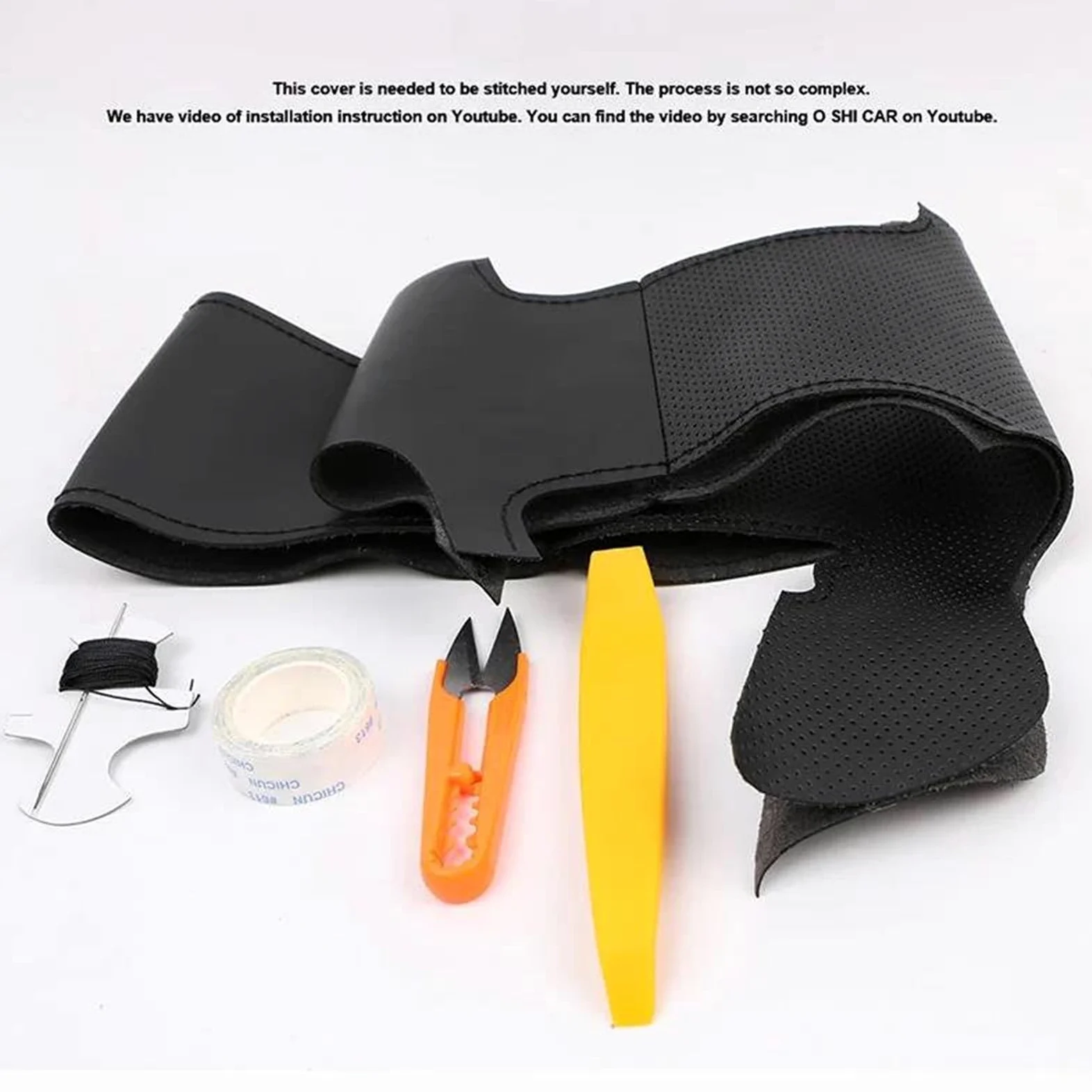 Tapa del Cubo del Volante Funda para Volante de Coche de Cuero de Microfibra Perforada Trenzada con Agujas e Hilos para Accord 7.ª generación 2003-2007 para Odyssey (Negro)