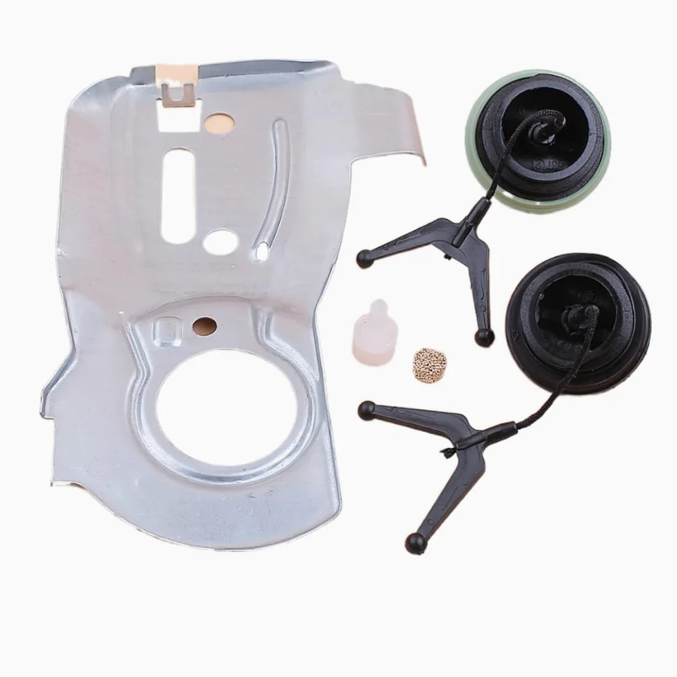 Kit de tapa de aceite de combustible con respiradero de ventilación de tanque de placa de bomba de aceite Compatible con modelos de motosierra 340 345 350 2150 2145 2141