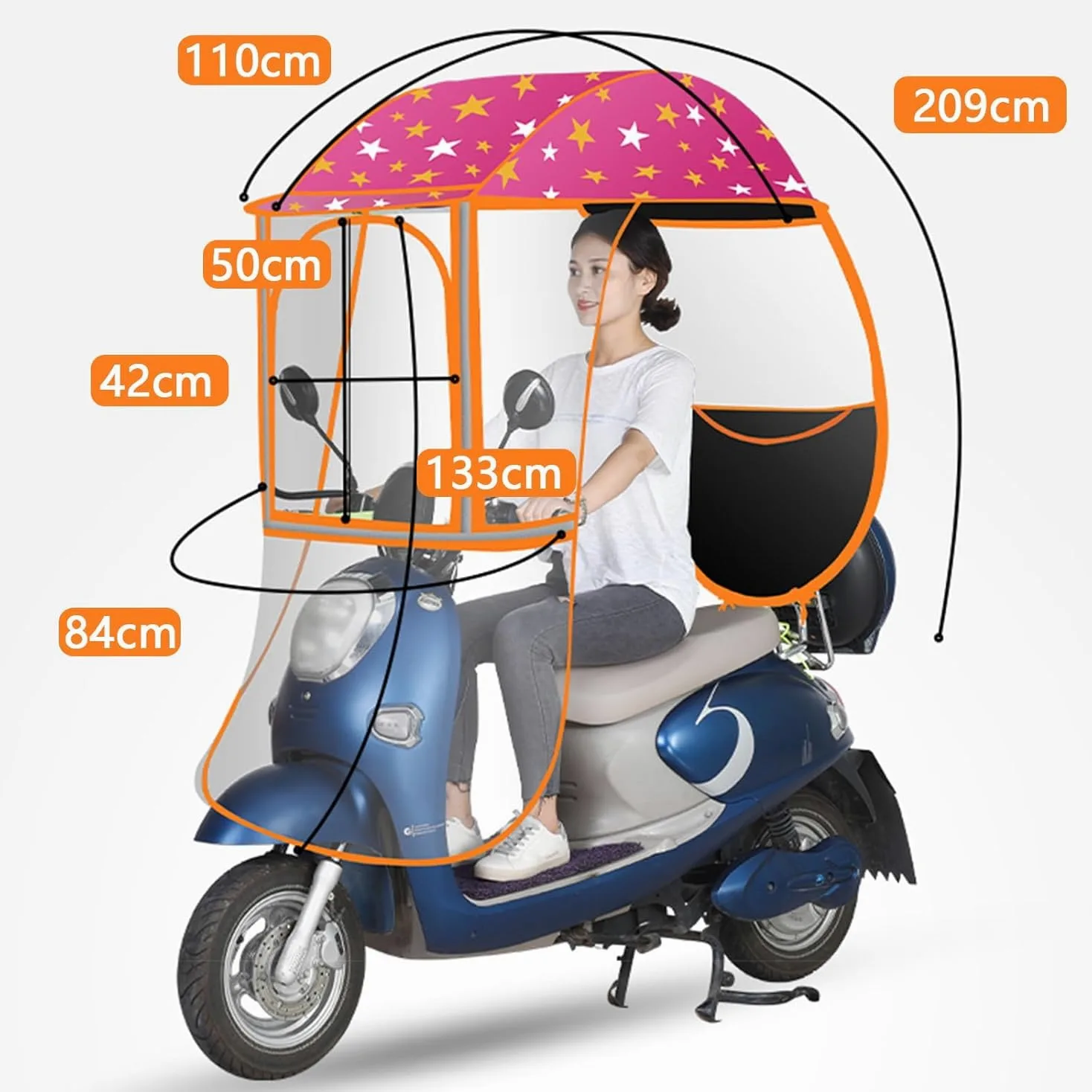 Mobility - Toldo impermeable para scooter, protector universal con tiras reflectantes y bolsillos, protección totalmente cerrada para motocicletas eléctricas