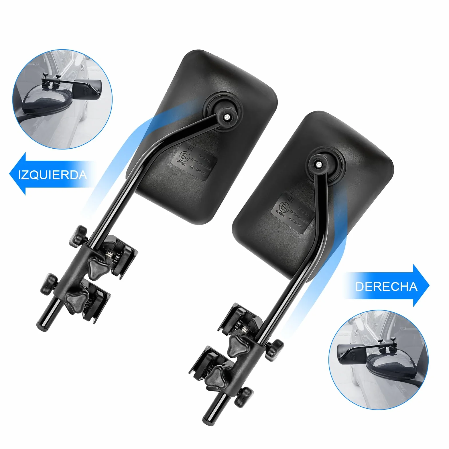 SUPAREE Espejos Caravana Coche Retrovisores Caravana Coche Espejo Retrovisor caravana coche para Remolque Furgoneta Camion Tractor Universal 2 Unidades