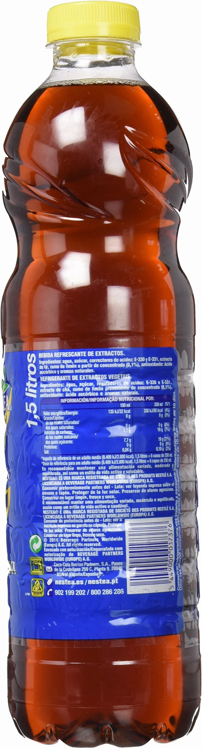 Nestea Limon Refresco de Té sin Gas 1.5 l Pack de 6 Botella de Plástico