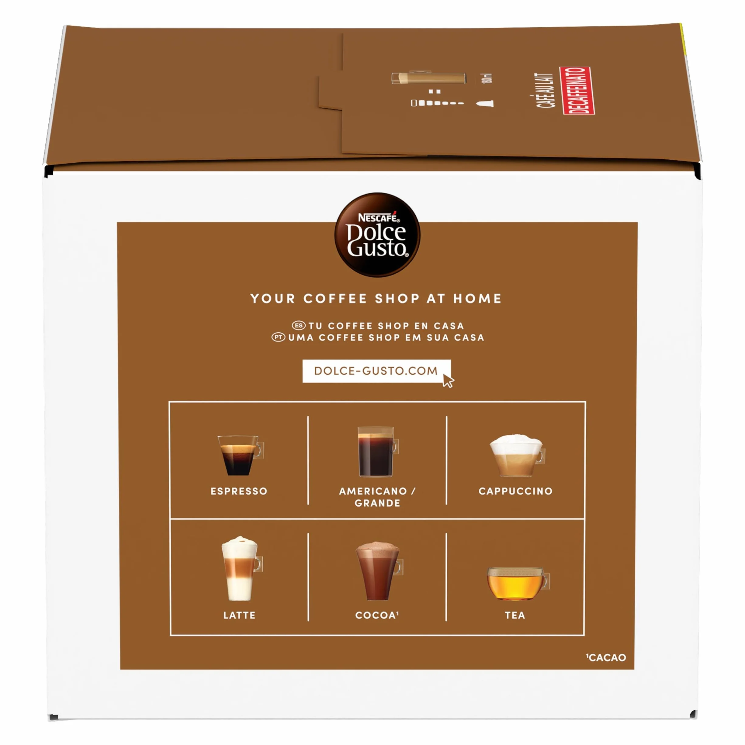 NESCAFÉ Dolce Gusto Café con Leche descafeinado - Cápsulas de Café, 90 Cápsulas (3 x 30)
