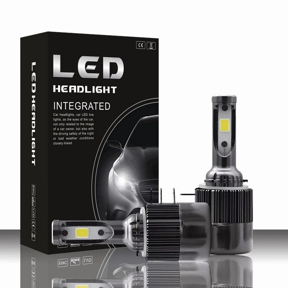 HYY-AA LED bulbo de la linterna LED H15 Serie faros con 2 PC del Led Bombillas 36W 4000lm COB luz del coche de la viruta
