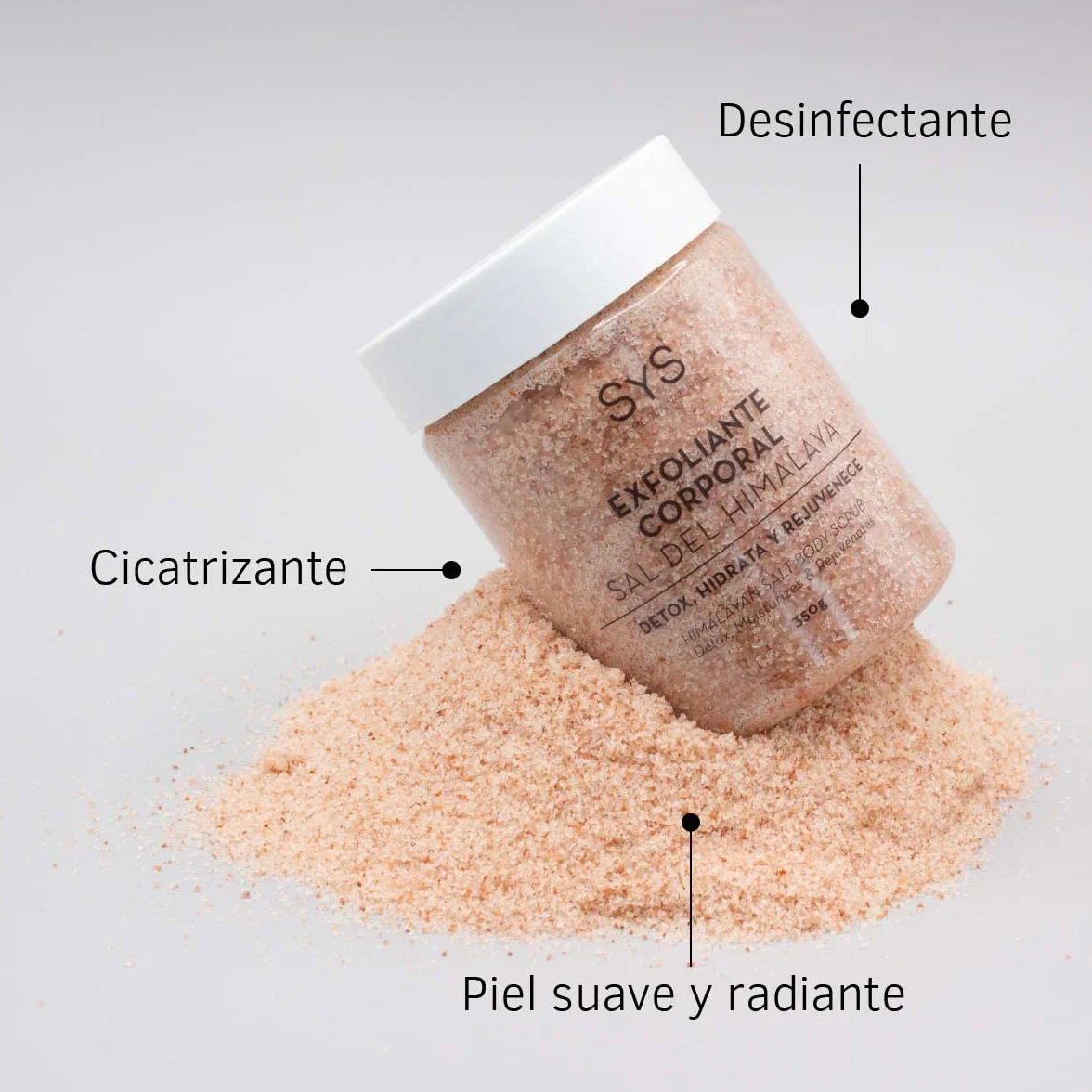 SYS Exfoliante Corporal Natural Sal Rosa del Himalaya 350 g Aceites de Rosa Mosqueta y Aguacate Vegano