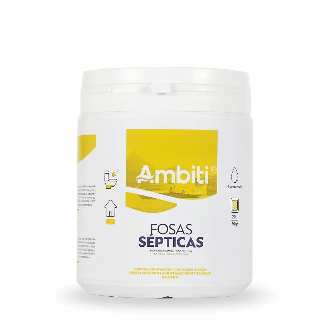 Ambiti Fosas Sépticas | Activador Enzimático Biológico en Monodosis | 20 Bolsitas Solubles de 20 g | Limpieza y Mantenimiento de Fosas y Desagües | Elimina Malos Olores y Evita Atascos