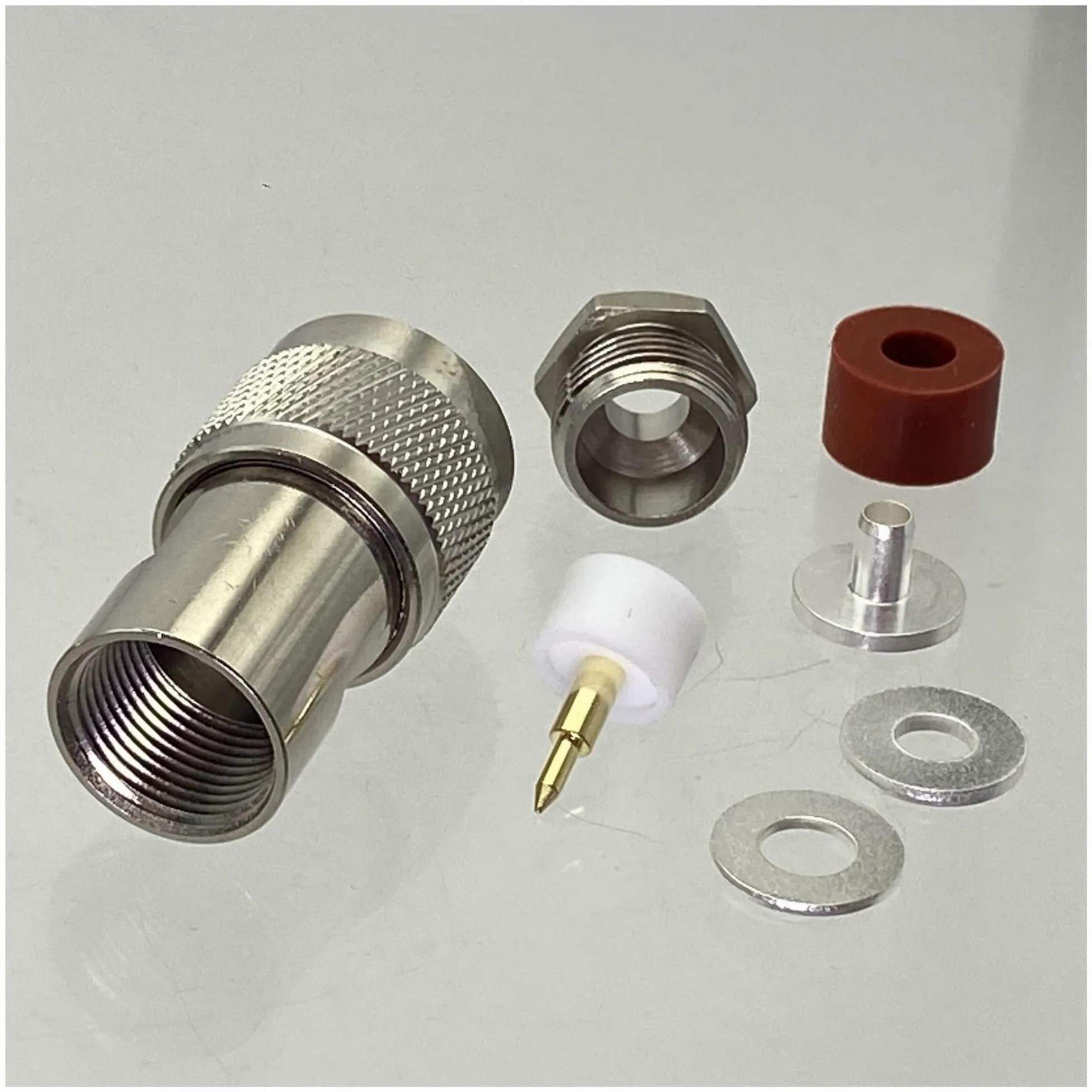 10 Uds N conector macho abrazadera RG58 RG142 LMR195 RG400 Cable RF Coaxial latón terminales de recto