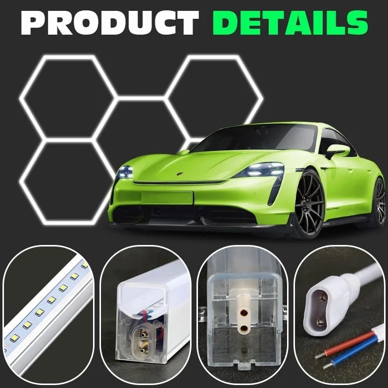 Hexagon Garage Lights, 3 Niveles de Ajuste de Brillo Led de 25 Paquetes, 216W, 25920LM, Luzes de Techo para Garaje, Centro Comercial, taller y Detallado de Coches