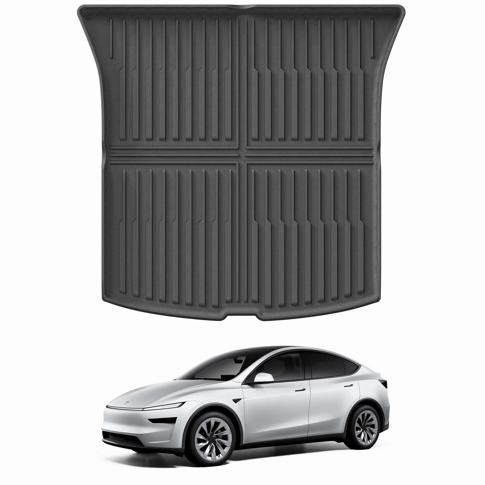 GAFAT Nuevo Tesla Model Y Juniper 2025 2026 Alfombrilla de Maletero, Alfombras Goma TPE Todo Tipo de Clima, Borde Alto, Escaneo 3D Original, Esteras Plegables, Tesla Model Y 2025 Accesorios