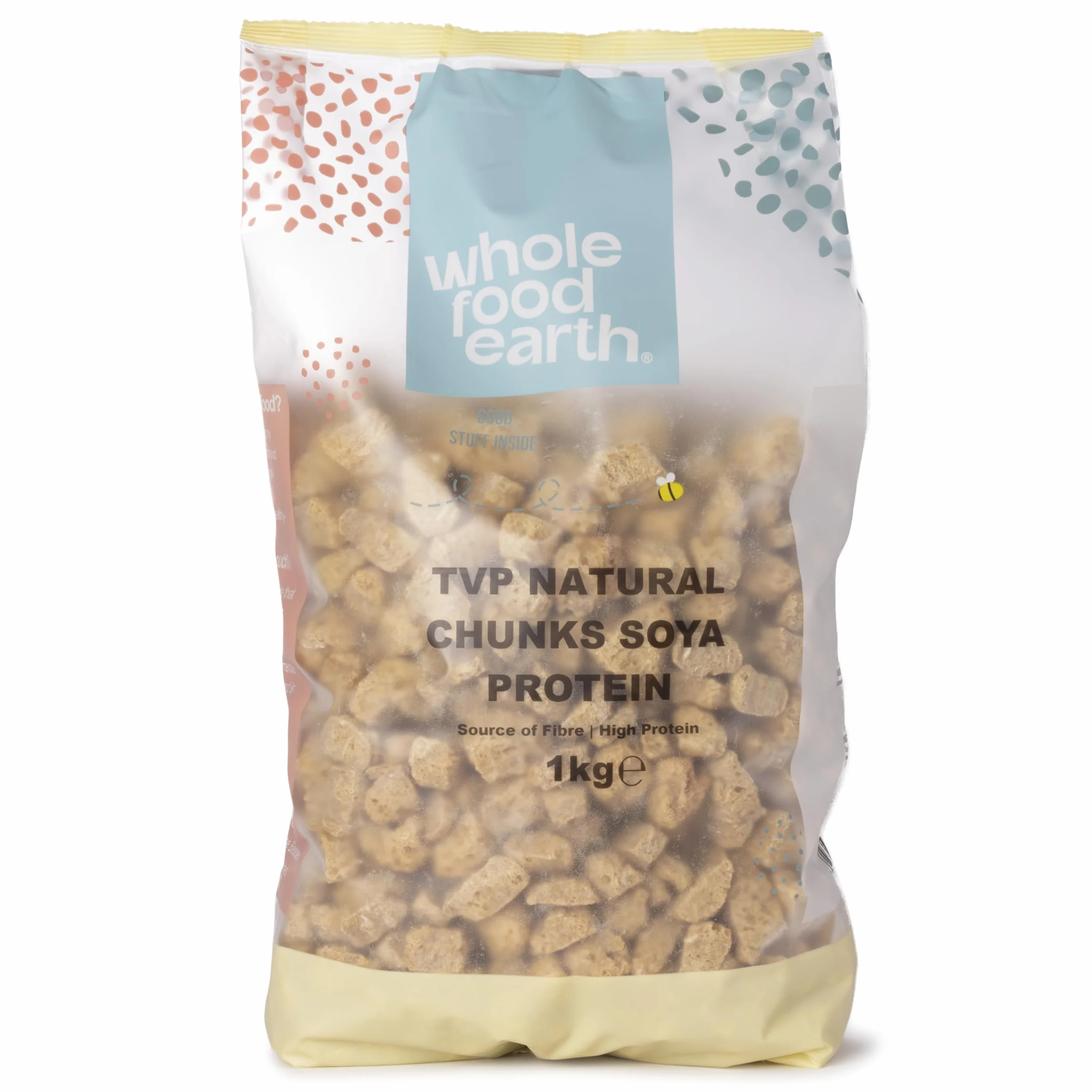 Wholefood Earth Proteína de soja texturizada natural 1 kg vegana sin transgénicos sin azúcar añadido