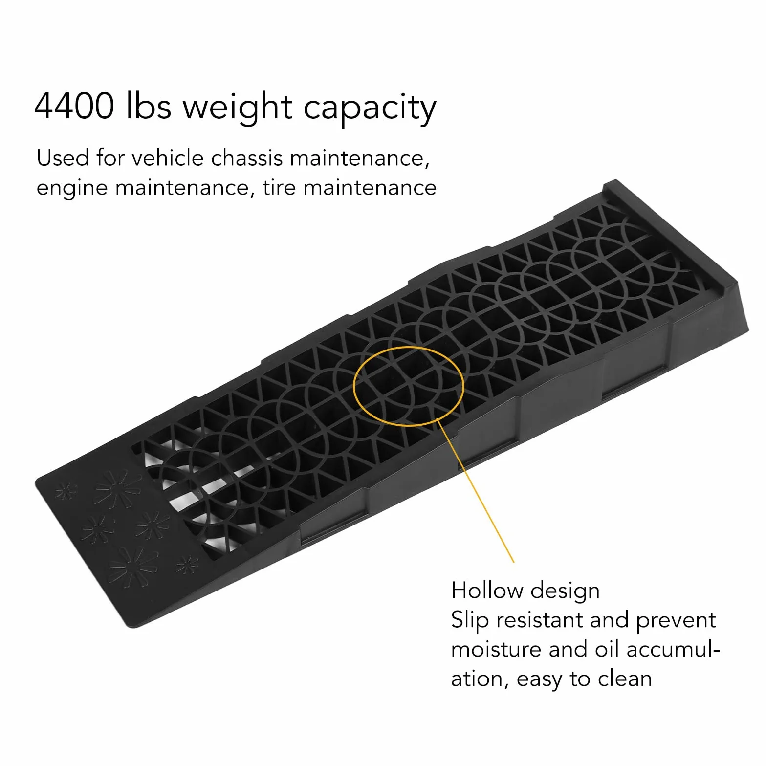 Generic 2 Rampas de Coche de Perfil bajo de Plástico Resistente, Capacidad de 4400 Libras para Mantenimiento de Vehículos, de Aceite, 27,6x7,9x3 ​​Pulgadas