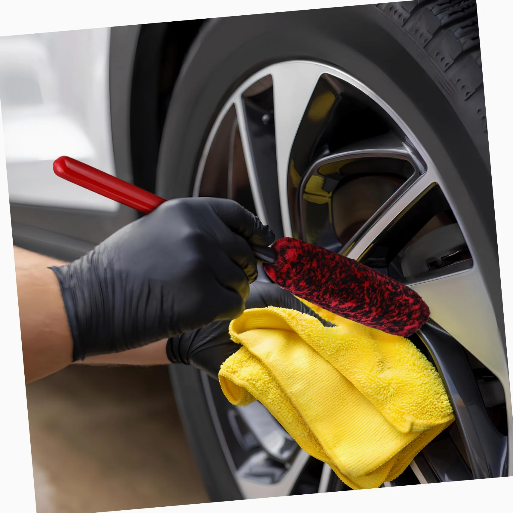 Alipis Cepillo De Limpieza De Neumáticos Detallado Fuerza Cepillo De Limpieza De Automóviles Cepillo para Neumáticos Cepillo para Fregar Ruedas Cepillo De Rueda Lana 3 Piezas X 4
