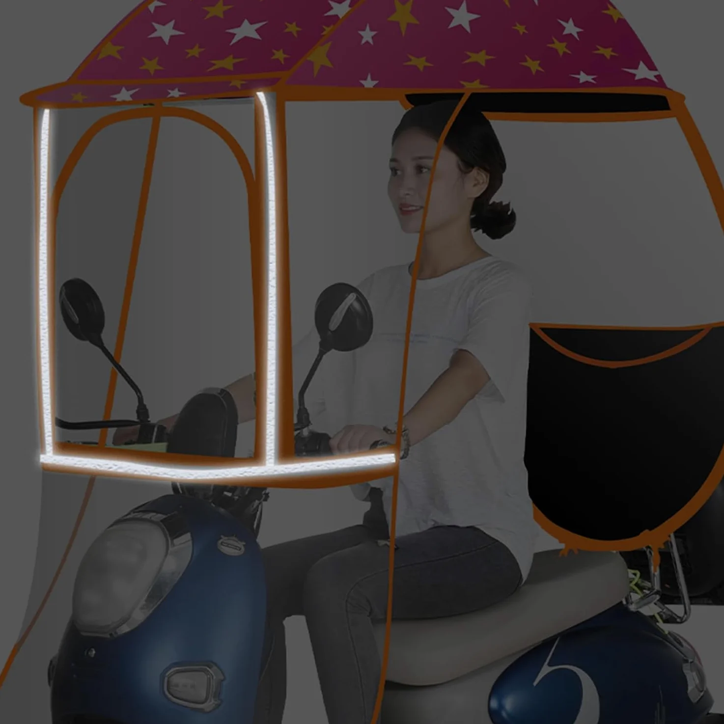 Mobility - Toldo impermeable para scooter, protector universal con tiras reflectantes y bolsillos, protección totalmente cerrada para motocicletas eléctricas