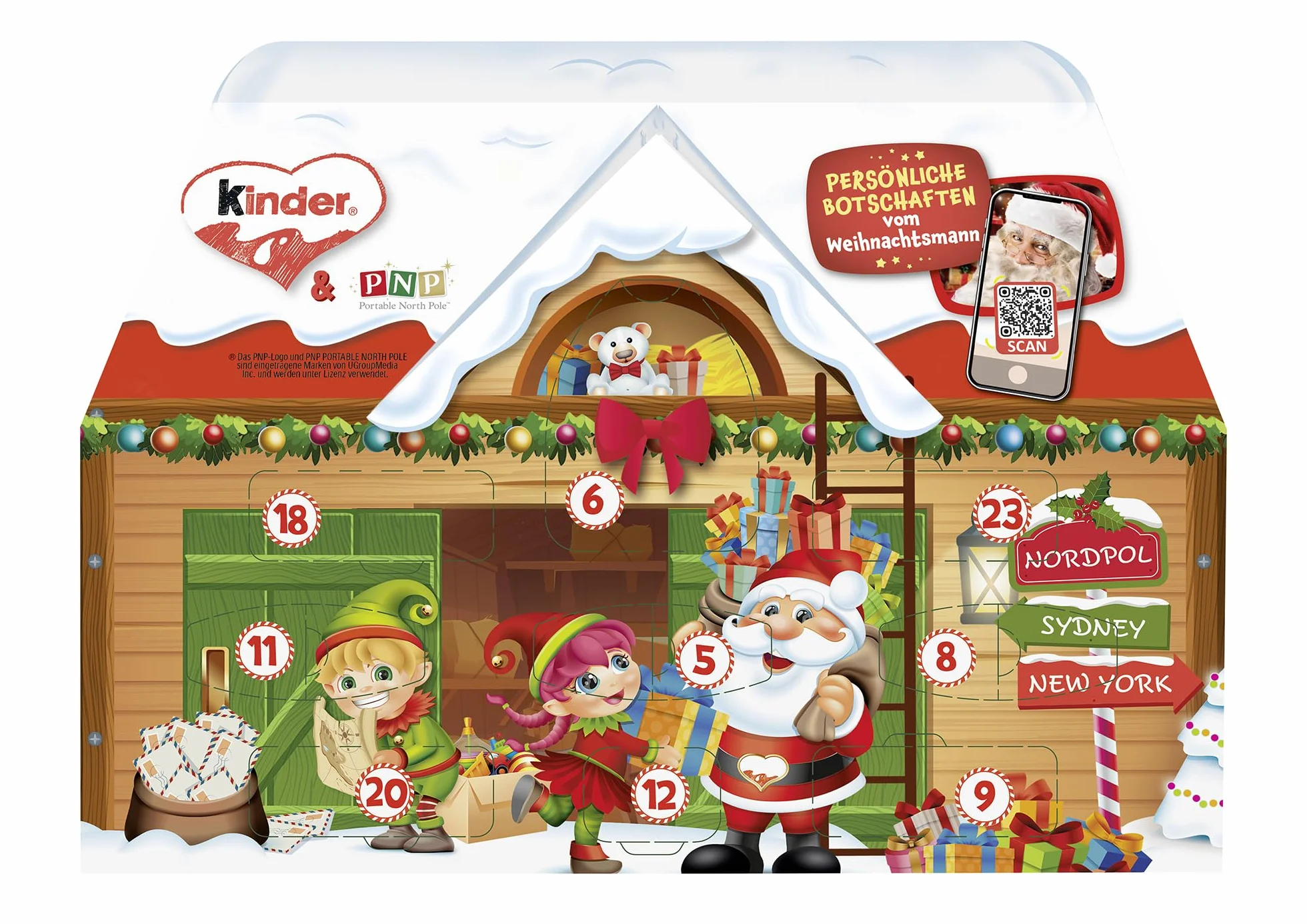 Kinder Chocolate House Calendario de Adviento de Navidad 2025, chocolate con leche fino con relleno lechoso, 24 piezas (234 g)