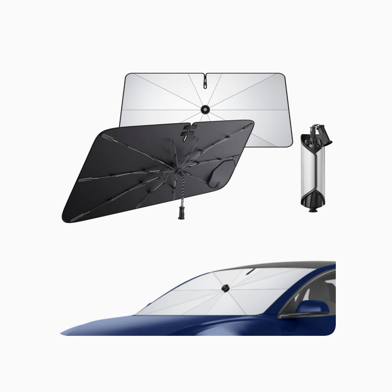 ECOZEN Parasol Tesla Model 3 2018-2026, Parasol Autoadhesivo Plegable Protección UV Solar Accesorios