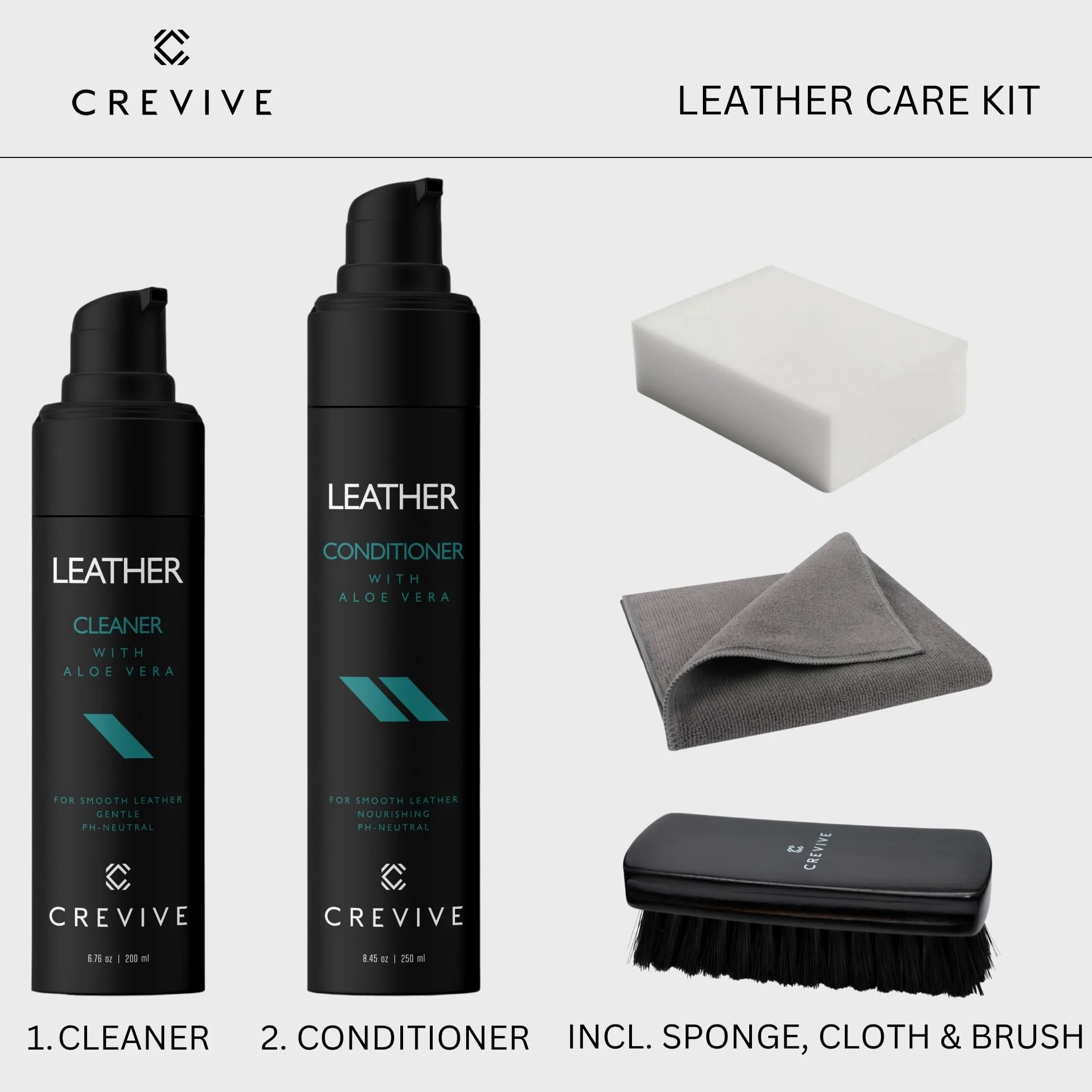 Limpiador y acondicionador de cuero de coche, kit de cuidado de cuero todo en uno para asientos de automóvil e interiores