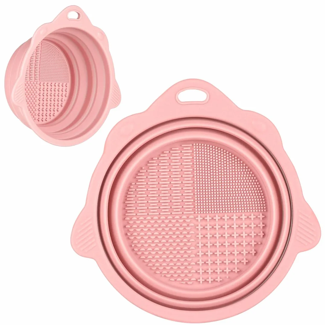 Almohadilla de silicona para limpieza de brochas de maquillaje plegable portátil