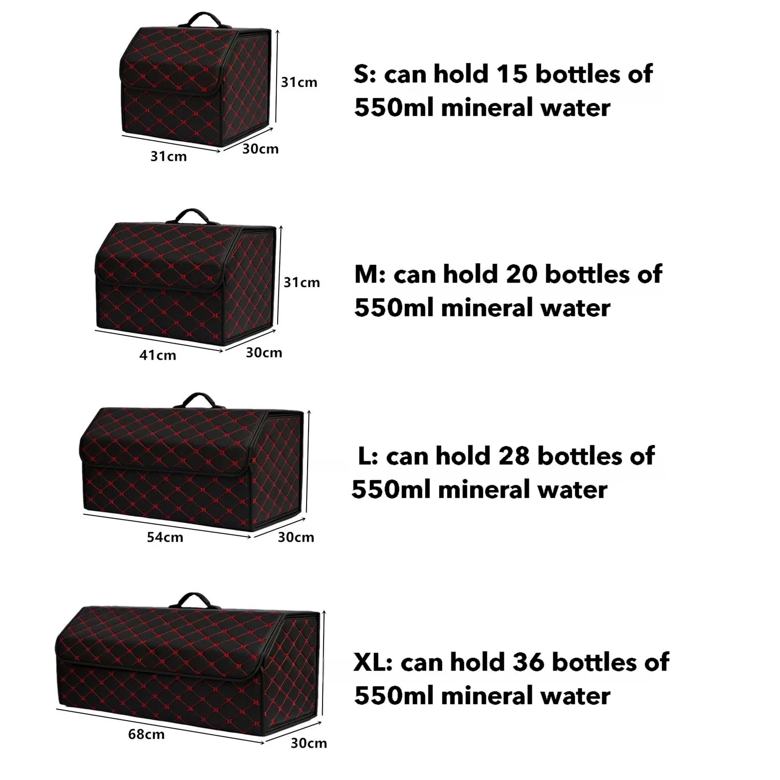Organizador Maletero Coche, para Renault Clio 4 2014-2019 Caja Almacenamiento Plegable Bolsa Organizadora Cuero PU Impermeable Compartimentos,B-L