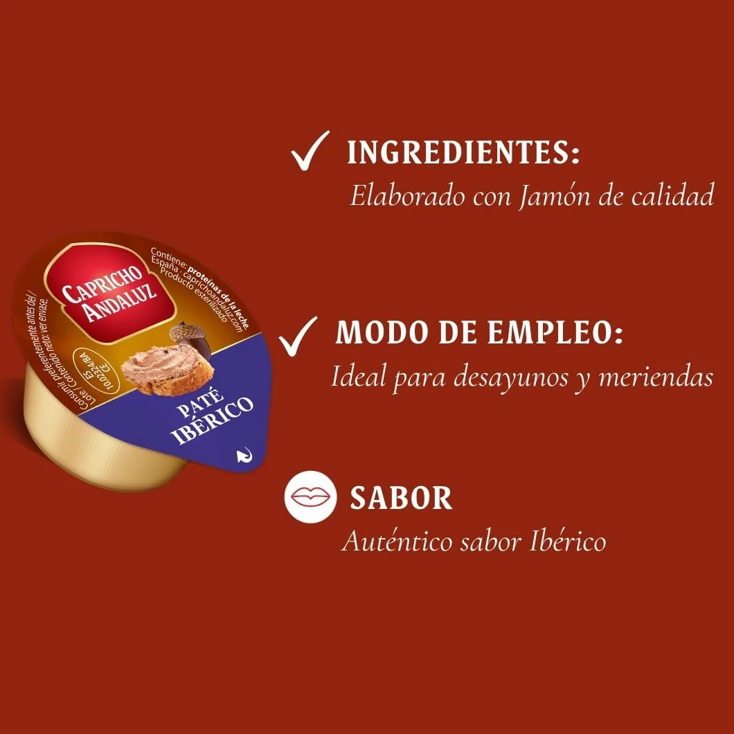 Capricho Andaluz Bolsa Paté Ibérico 8 Unidades 25 gr Monodosis Untable