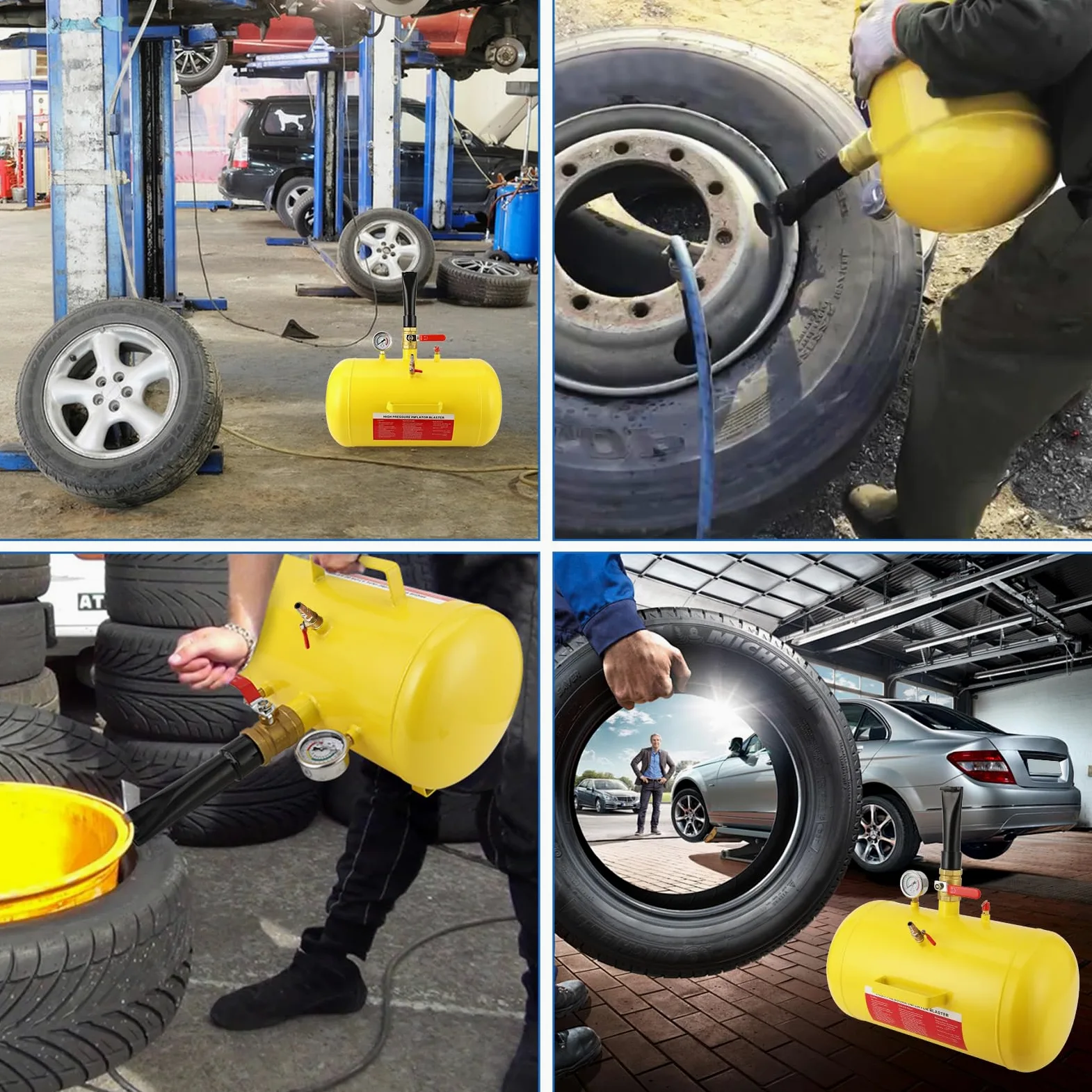 Garvee Inflador de Talones para Neumáticos 38 L Herramienta Montaje Neumáticos sin Cámara Depósito Aire para Asentar Talón de Neumático Inflador Bead Seater para Coche SUV Camión