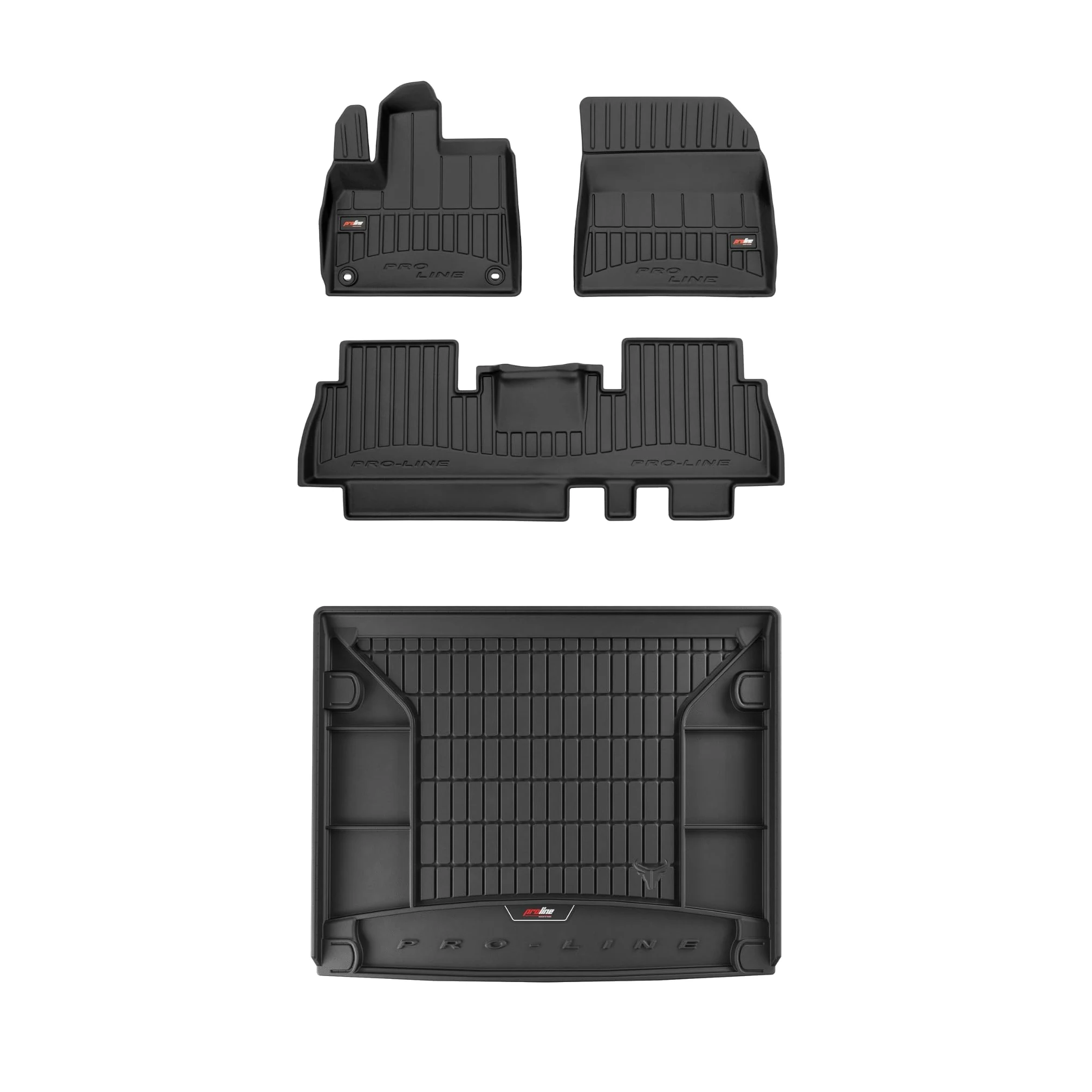 FROGUM ProLine 3D Un Juego de Alfombrillas de Goma para Coche y cubeta Maletero con Logo Alfombras para Peugeot Rifter Desde 2018| Los Bordes más Altos