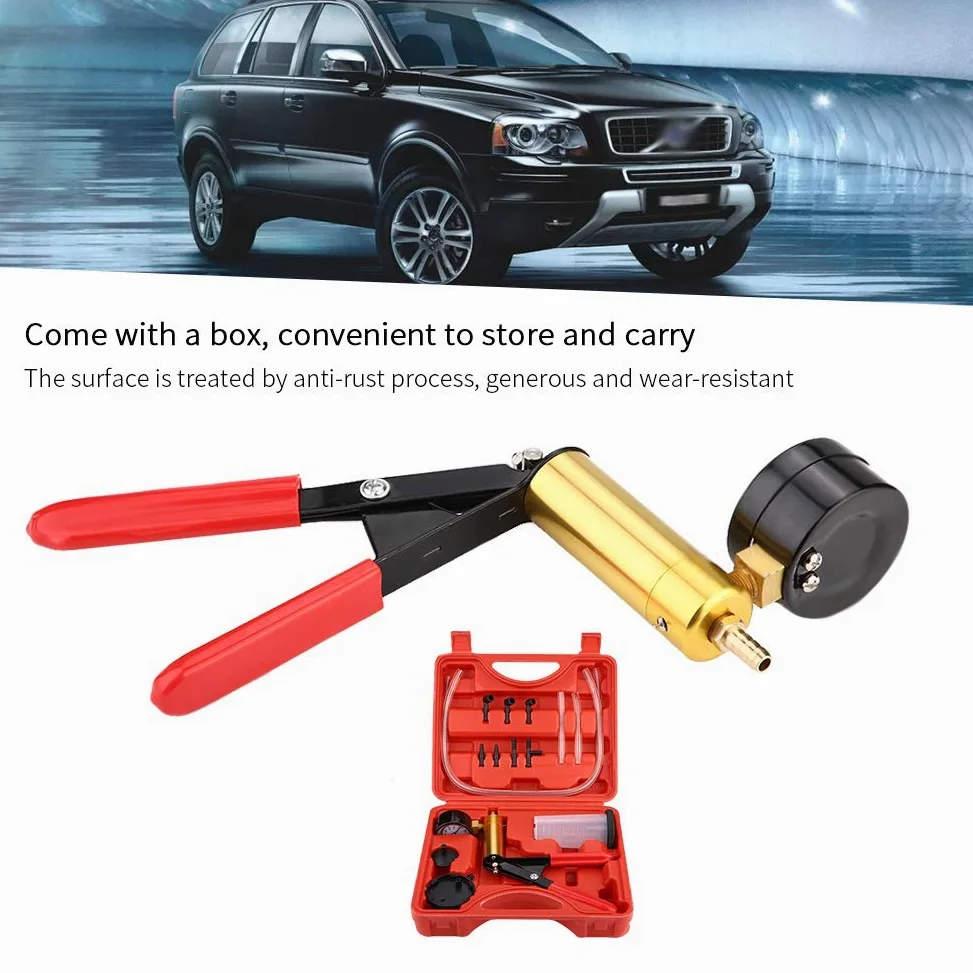 Bomba de vacío, Kit de comprobador de presión de Bomba de vacío Manual para automóvil, Herramienta de Prueba de Purga de Frenos