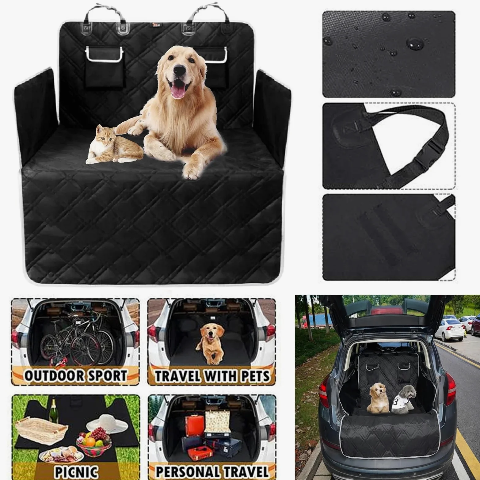 Alfombrilla Maletero Coche Funda para Asiento Trasero con Hamaca para Perro, Compatible BMW X3, X5, E53, E70, G05, F15, X6, X7 y G07