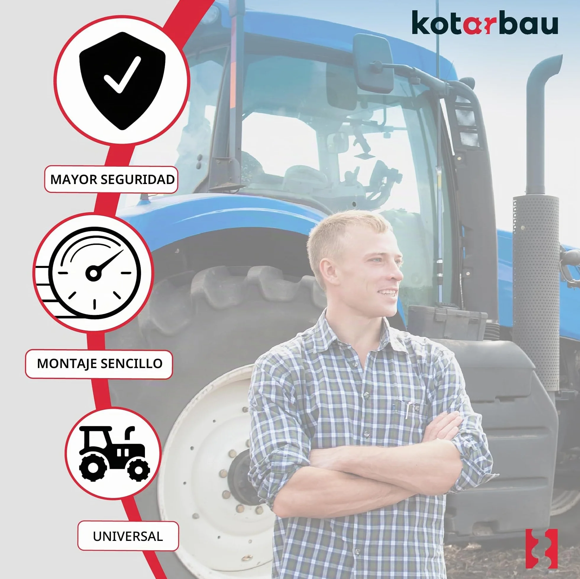 KOTARBAU Espejo universal para tractor 19x23 cm PVC 2 unidades retrovisor con soporte
