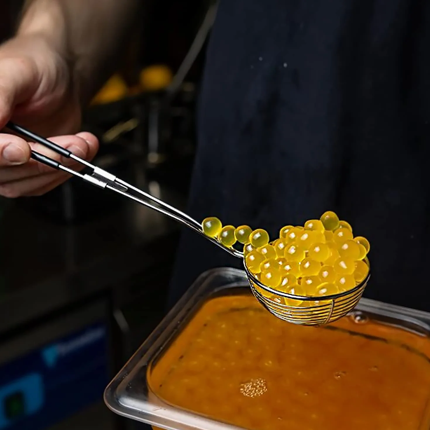 Bubble Mania Cucharón para té de burbujas de acero inoxidable para tapioca boba y gelatina de coco