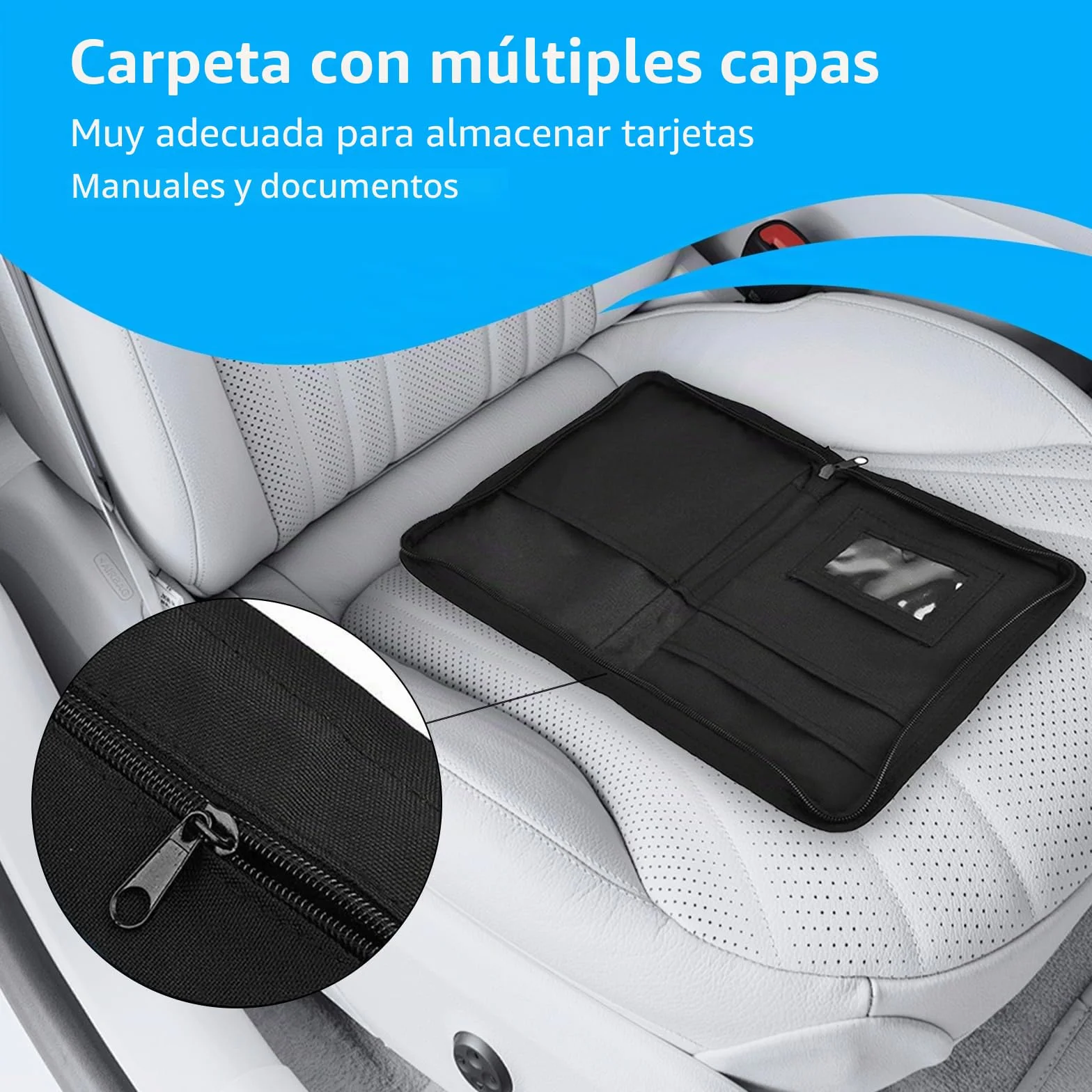 Portadocumentos Coche A5, Carpeta de Coche Documentación Impermeable, Multibolsillos, Ligera y Portátil – Organizador para Licencia de Conducir, Papeles del Auto y Accesorios