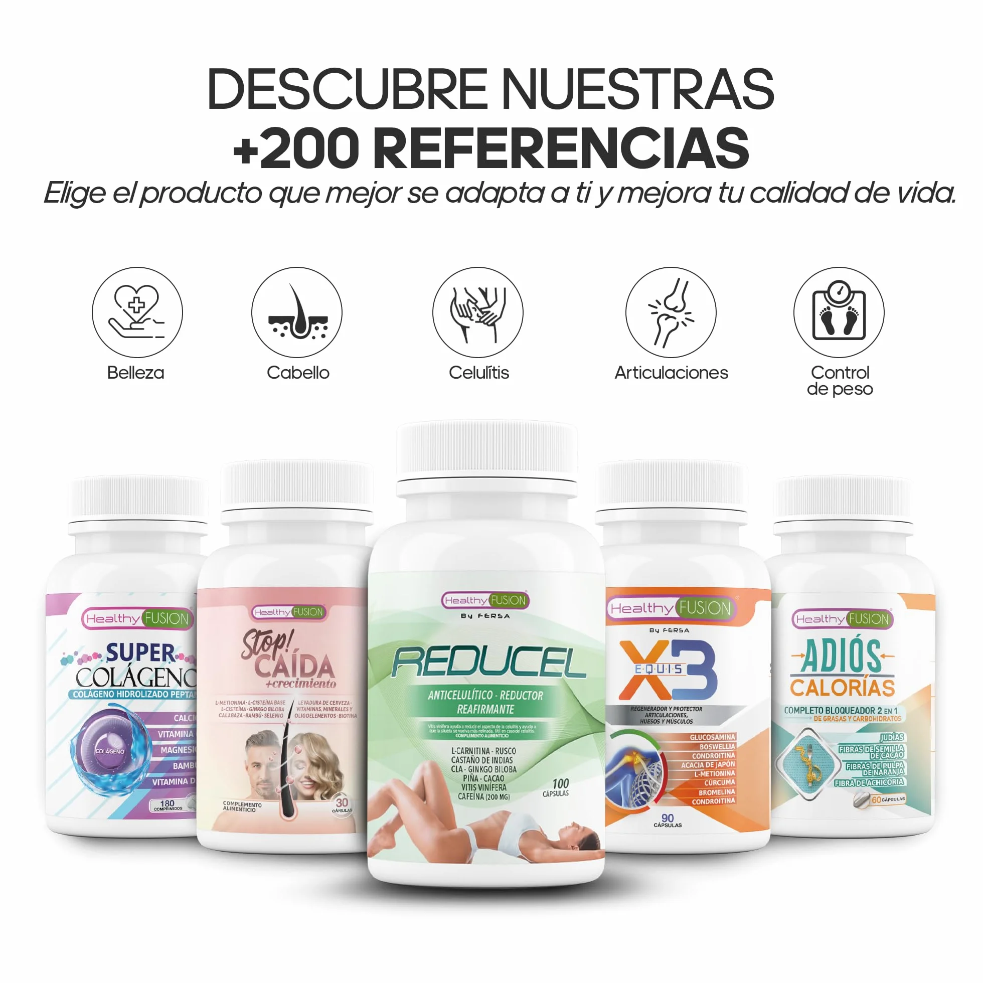 Reducel Potente Reafirmante Anticelulítico 100 Cápsulas L-Carnitina Cafeína CLA