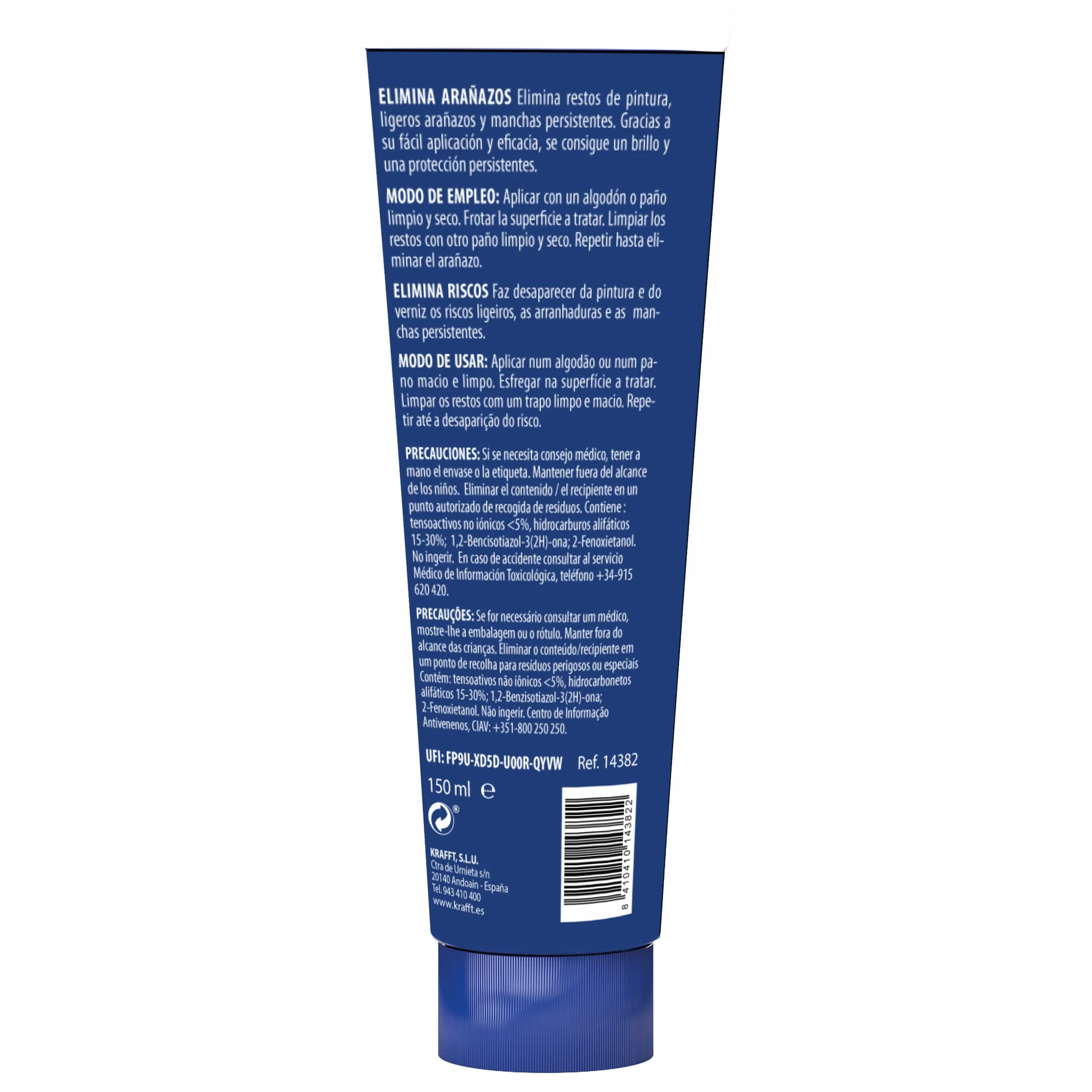 Krafft Reparador de arañazos 150 ml – Elimina Rayaduras, Restos de Pintura y Manchas