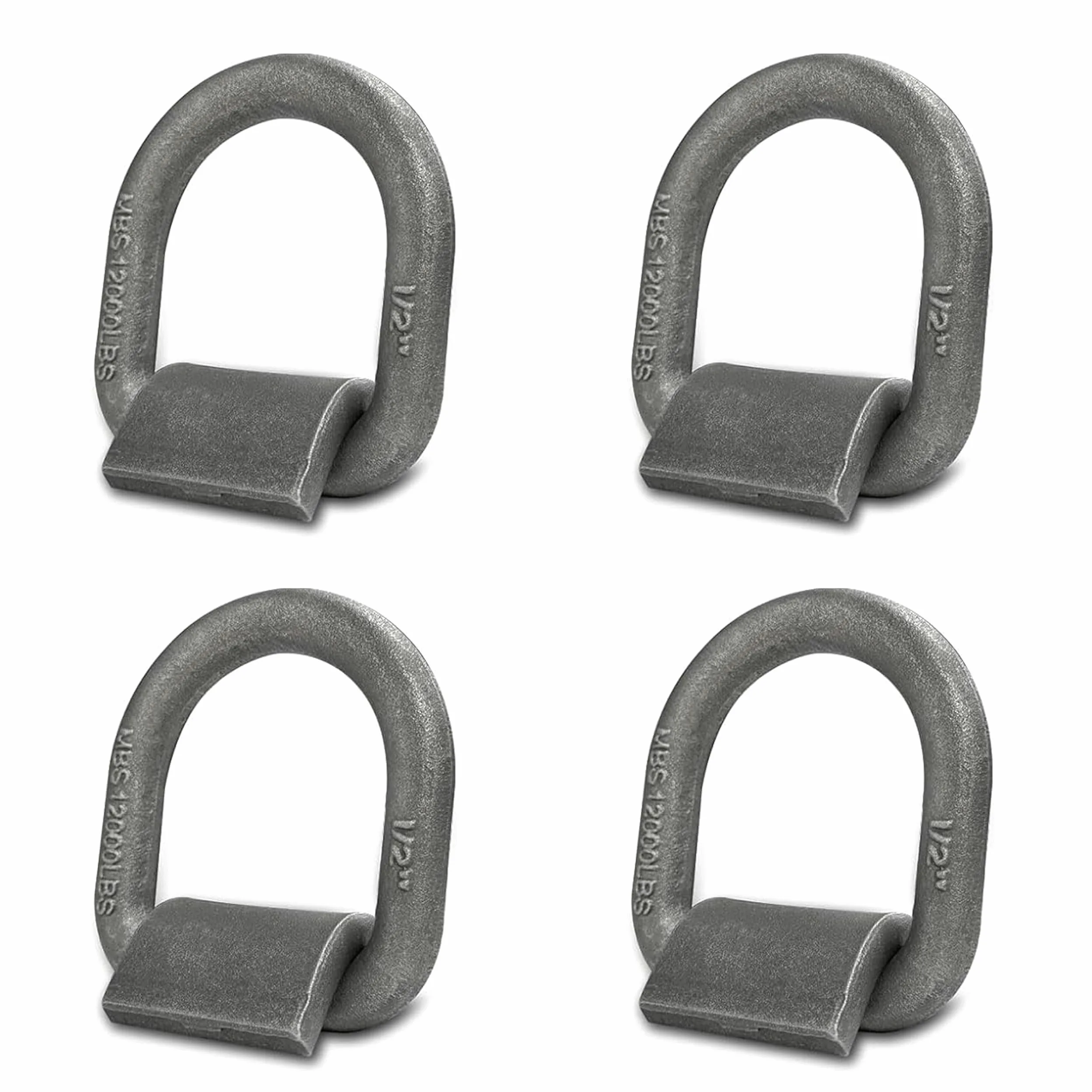 Anillo en D forjado soldado resistente, anillo en D de 1,27 cm, ancho de amarre para remolque, camión, carga, RV, ATV, aplicaciones agrícolas y más MBS: 12000 libras, paquete de 4