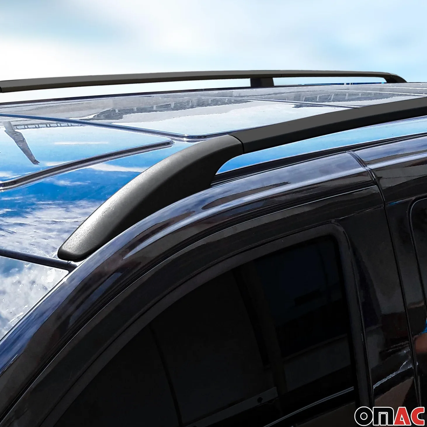 OMAC Barras de Techo Dachgepäckträger Compatible con VW Caddy 2010-2020 L1 Kurz ALU Negro