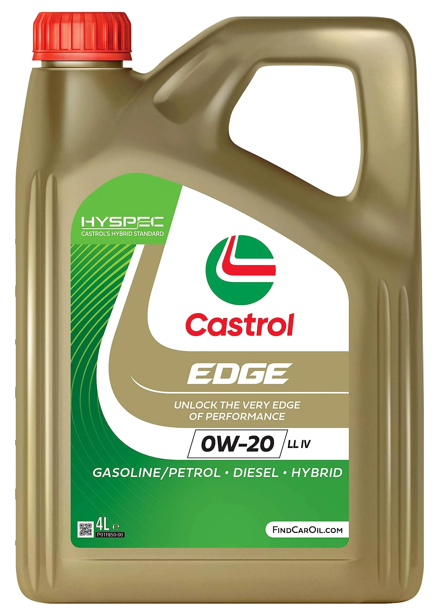 Castrol EDGE 0W-20 LL IV 4L, Aceite de Motor Avanzado Sintético, Cumple con las Especificaciones ACEA C5/C6, API SQ y ILSAC GF-7, 4L