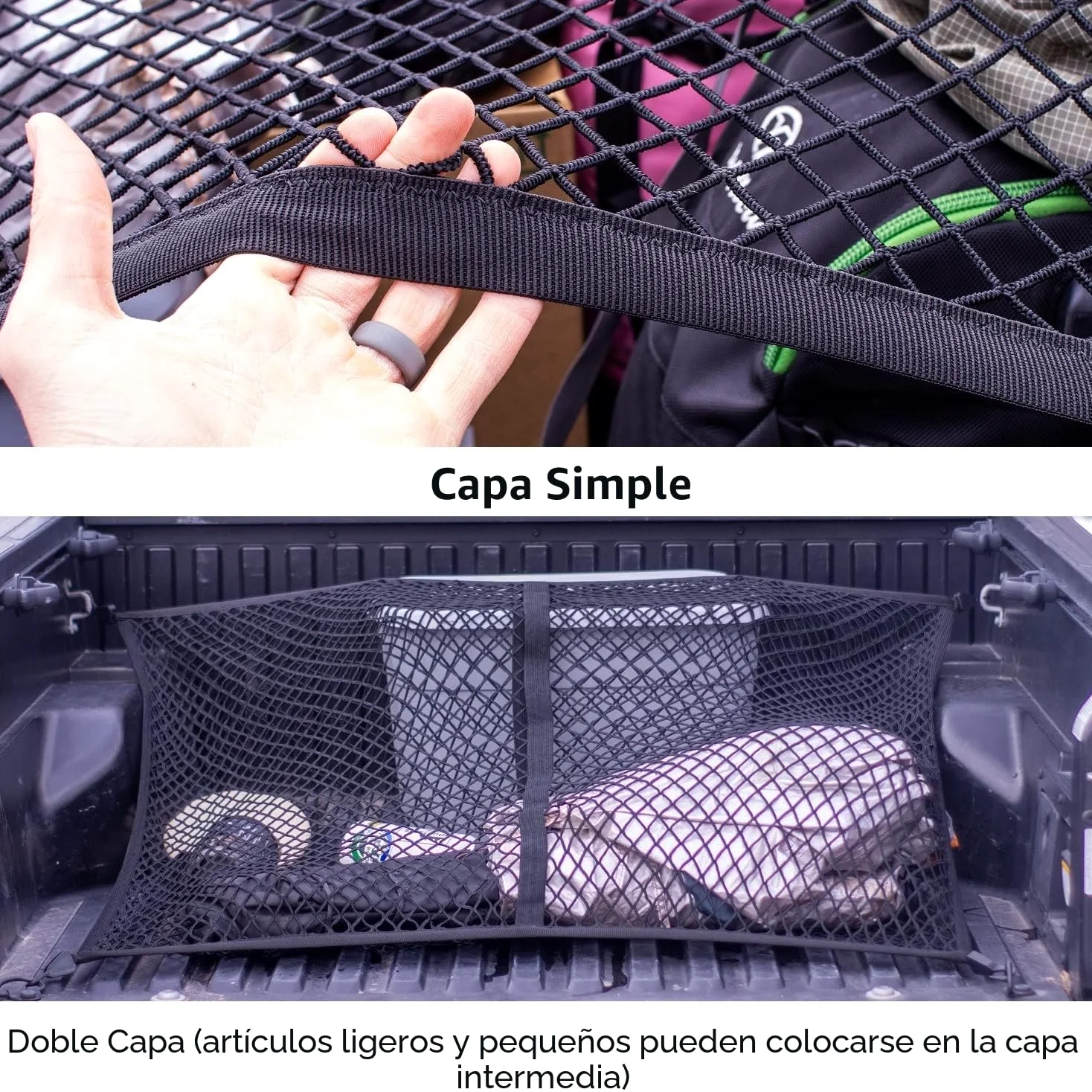 Red de Carga Altamente elástica, Organizador de Malla de Carga Simple para Cama de camión, Adecuado para Cargas Ligeras diarias de Camiones, 4 x 4 pies se estira a 7 x 7 pies (una Sola Capa)