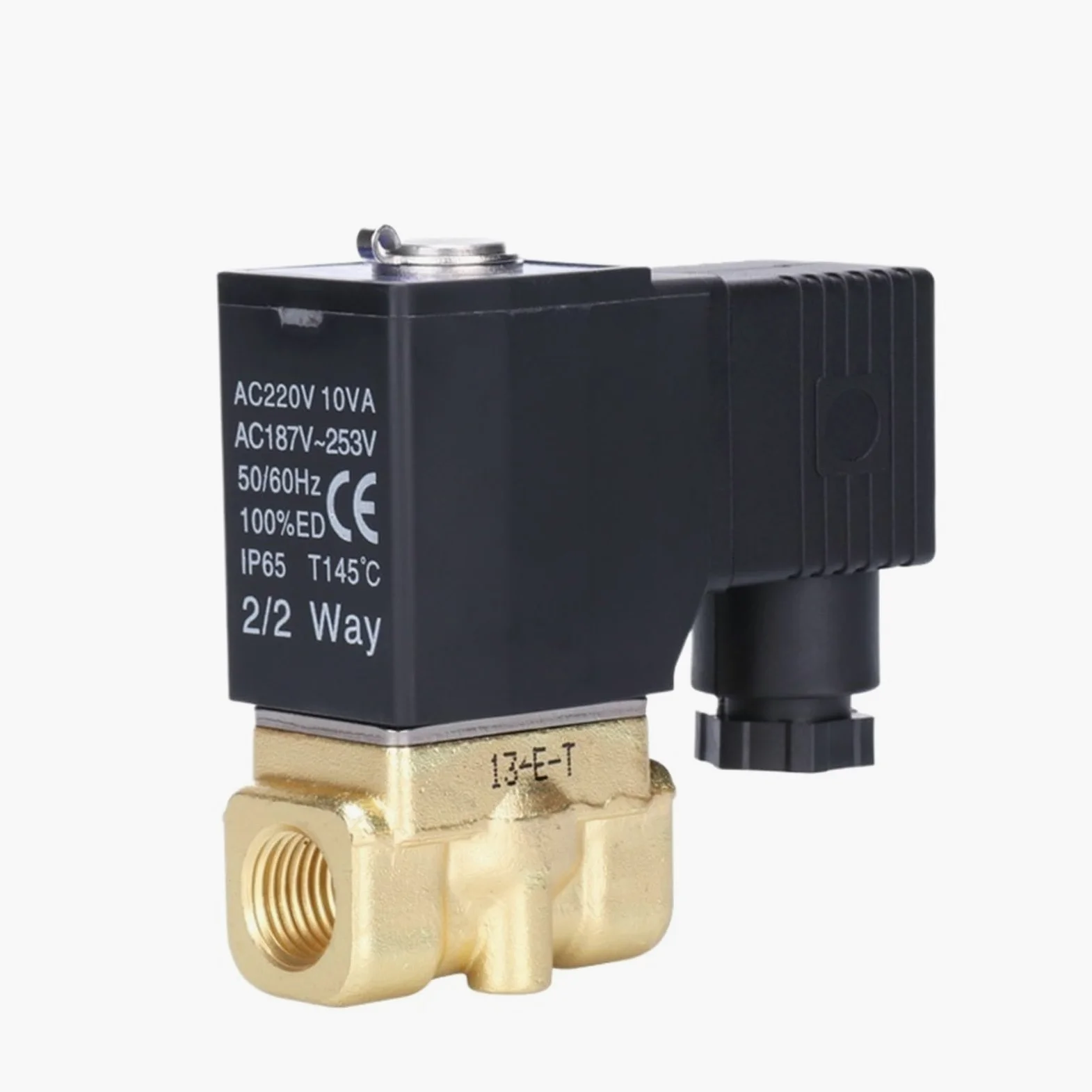 Válvula de Control de Fluido Normalmente Cerrada y acción Directa de latón 2W030-08/2W050, válvula de Flujo de Agua de solenoide de Empuje de 1/4"(2W030-06,AC12V)