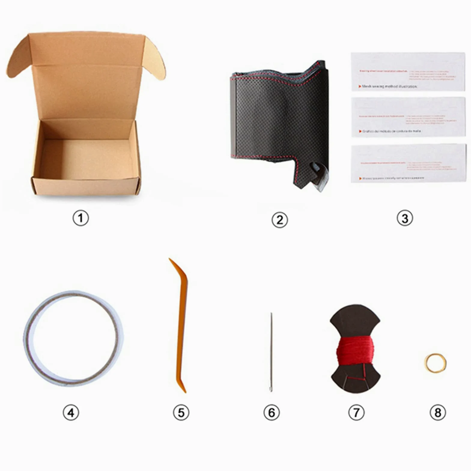 Funda para Volante, para Nissan March 2010-2015 / Sunny 2011-2013, Funda para Volante de Coche de Cuero Negro Cosida a Mano DIY