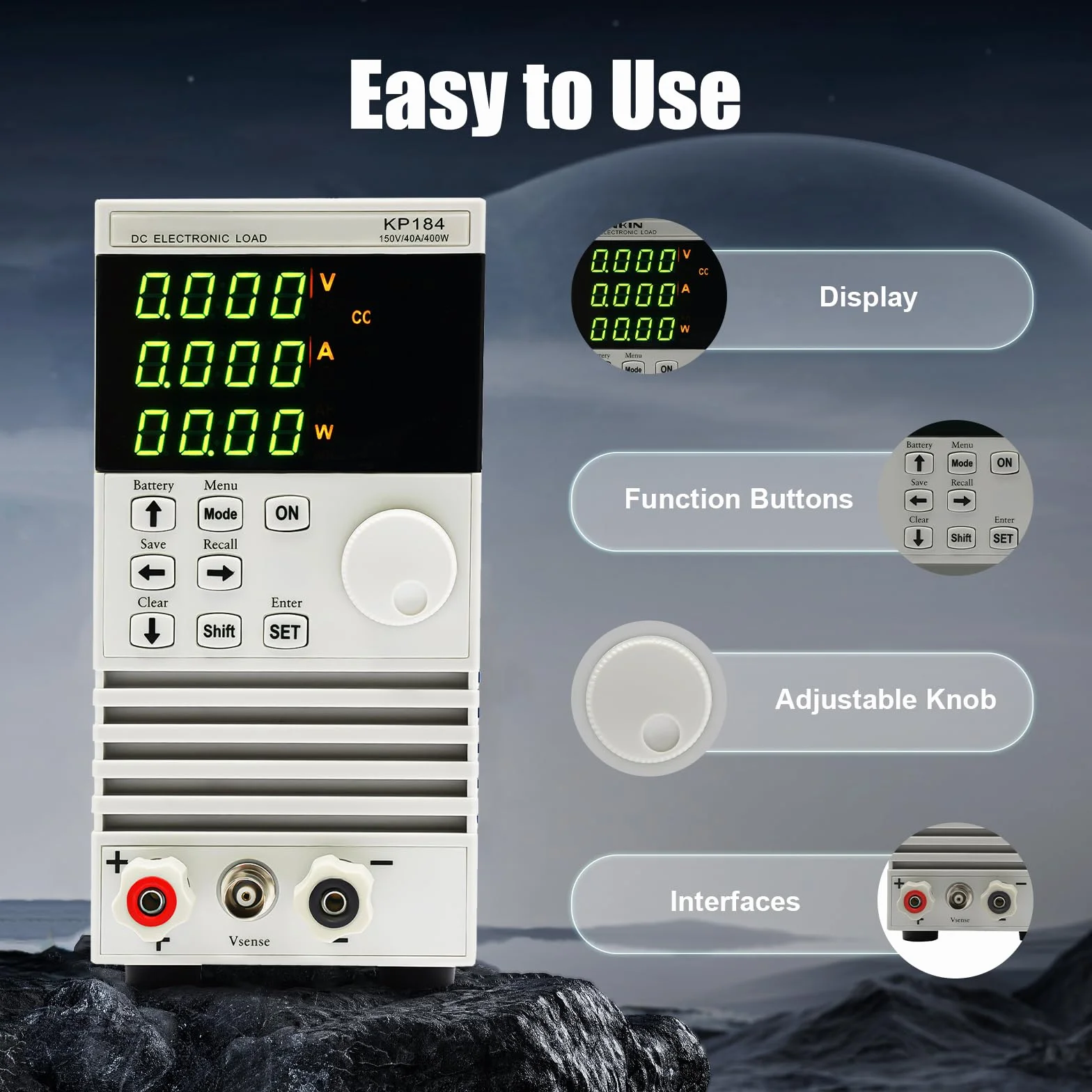 KP184 DC - Comprobador de capacidad de batería de carga electrónica de 150 V 0-400 W 0-40 A, comprobador de carga electrónico de un solo canal para cargador