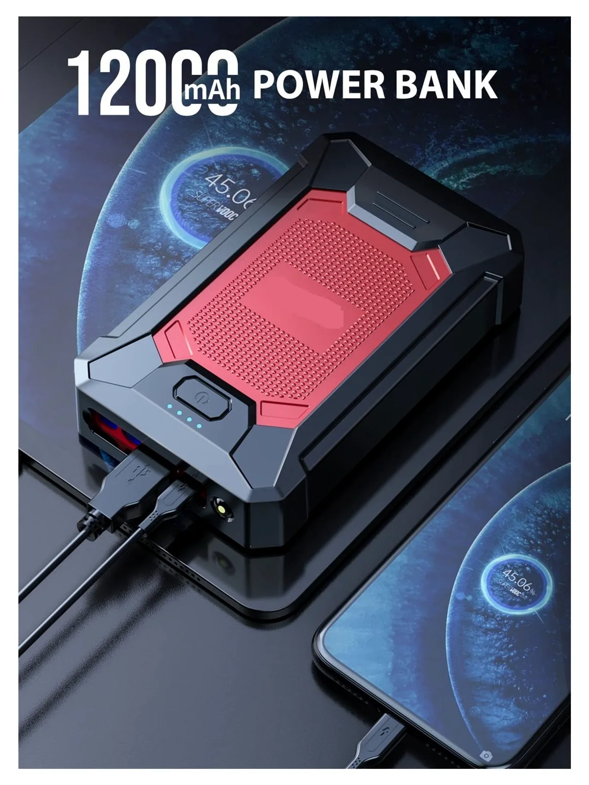 Cargador de Goteo Inteligente Coche 1000A 12000mAh Banco de energía portátil Mini Cargador de batería automático Impermeable Accesorios de Coche de batería Externa